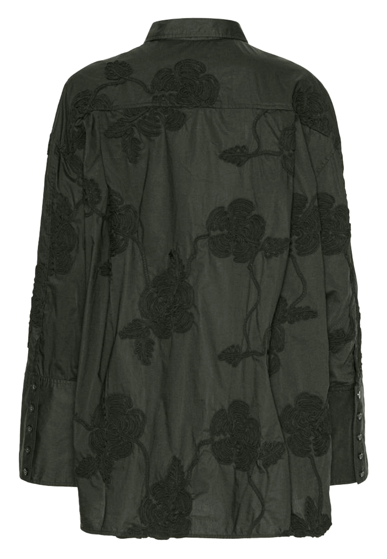Chemise oversize en coton bio brodé Noir