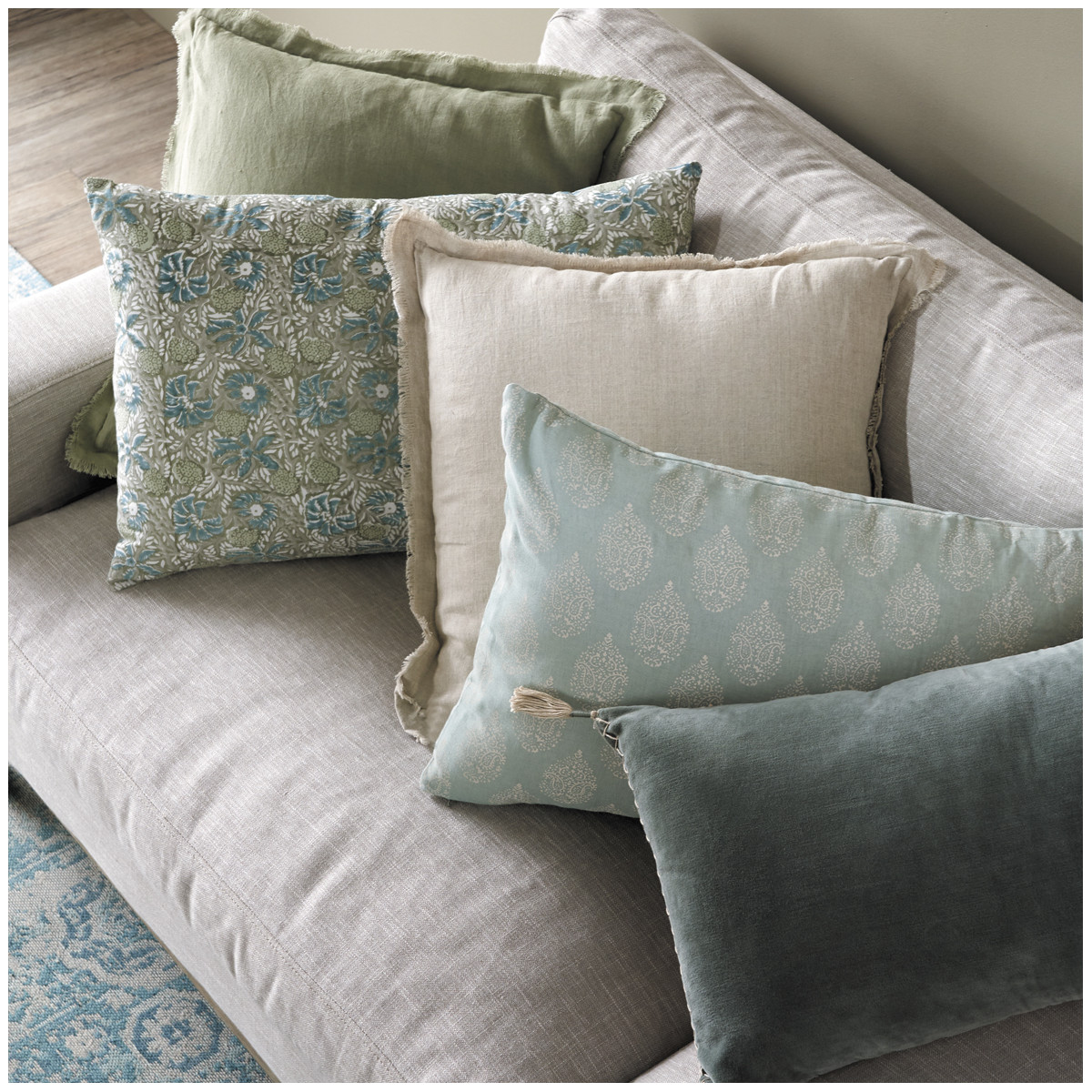 Cotton velvet cushion cover BLANC D'IVOIRE Green