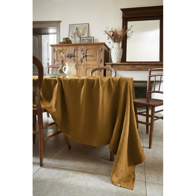 Cotton gauze tablecloth L'EFFET PAPILLON Brown