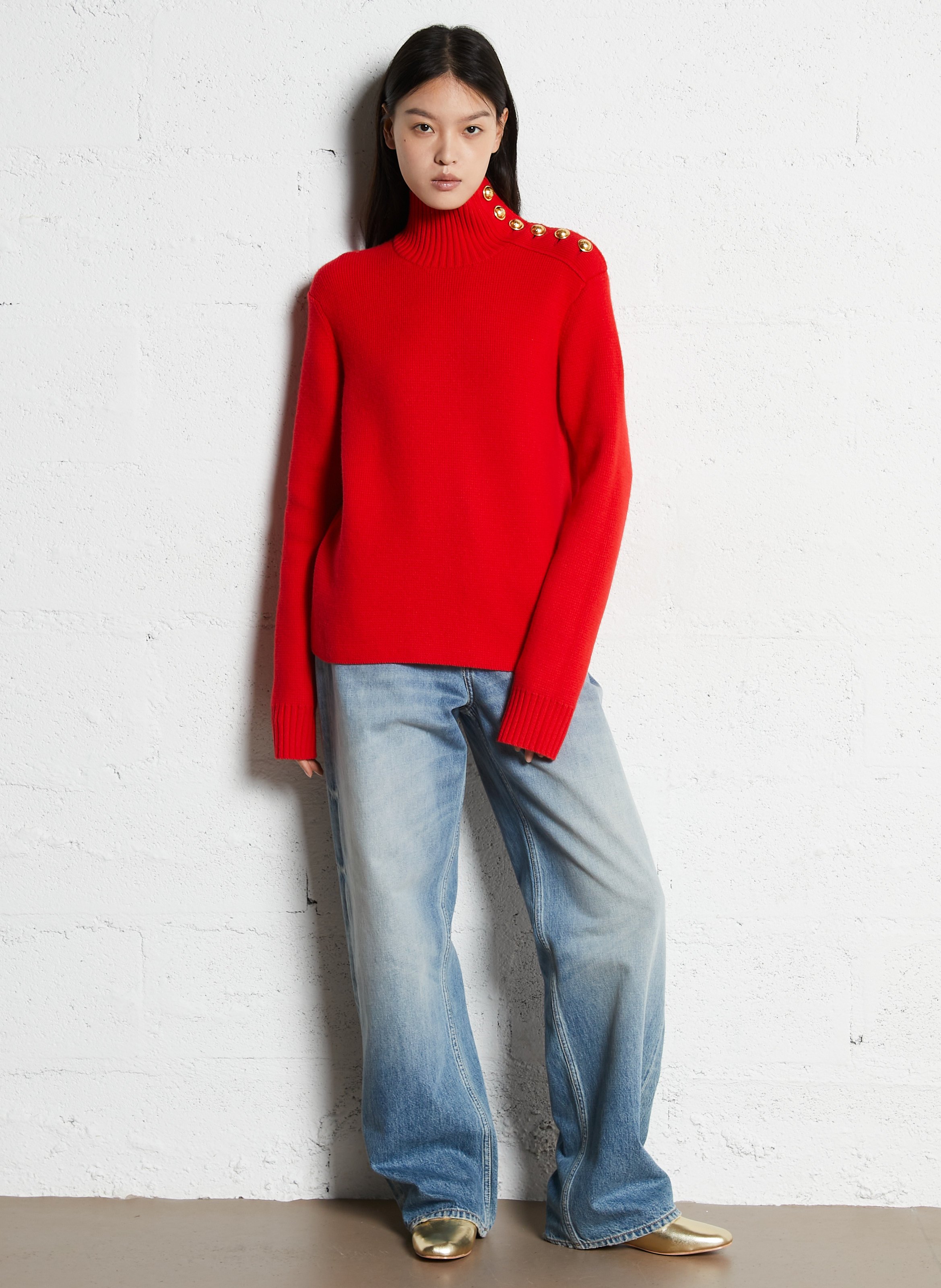 Gerade geschnittener Wollpullover LAURENCE BRAS Rot