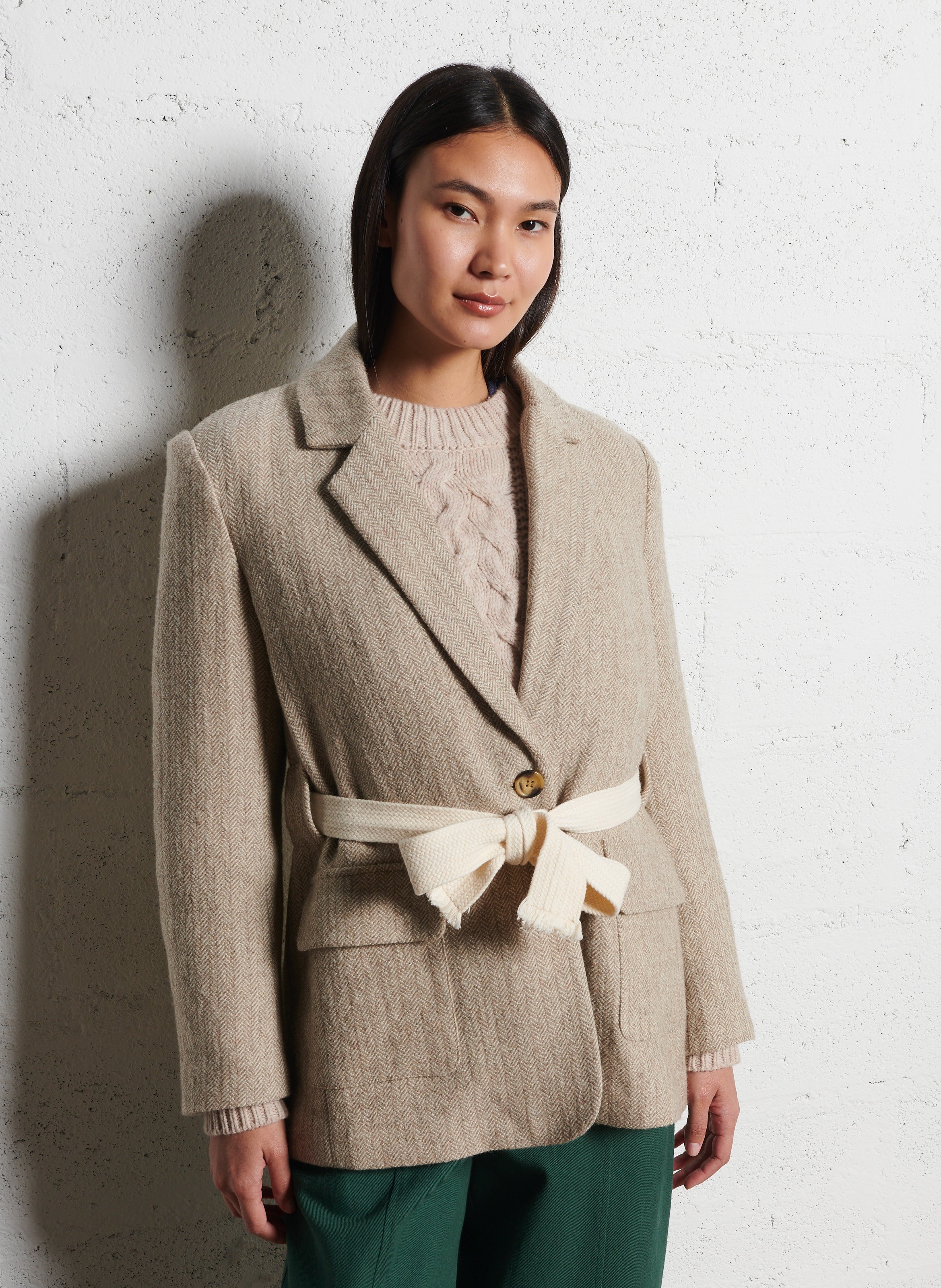 Veste tailleur en laine mélangée LOUISE MISHA Beige