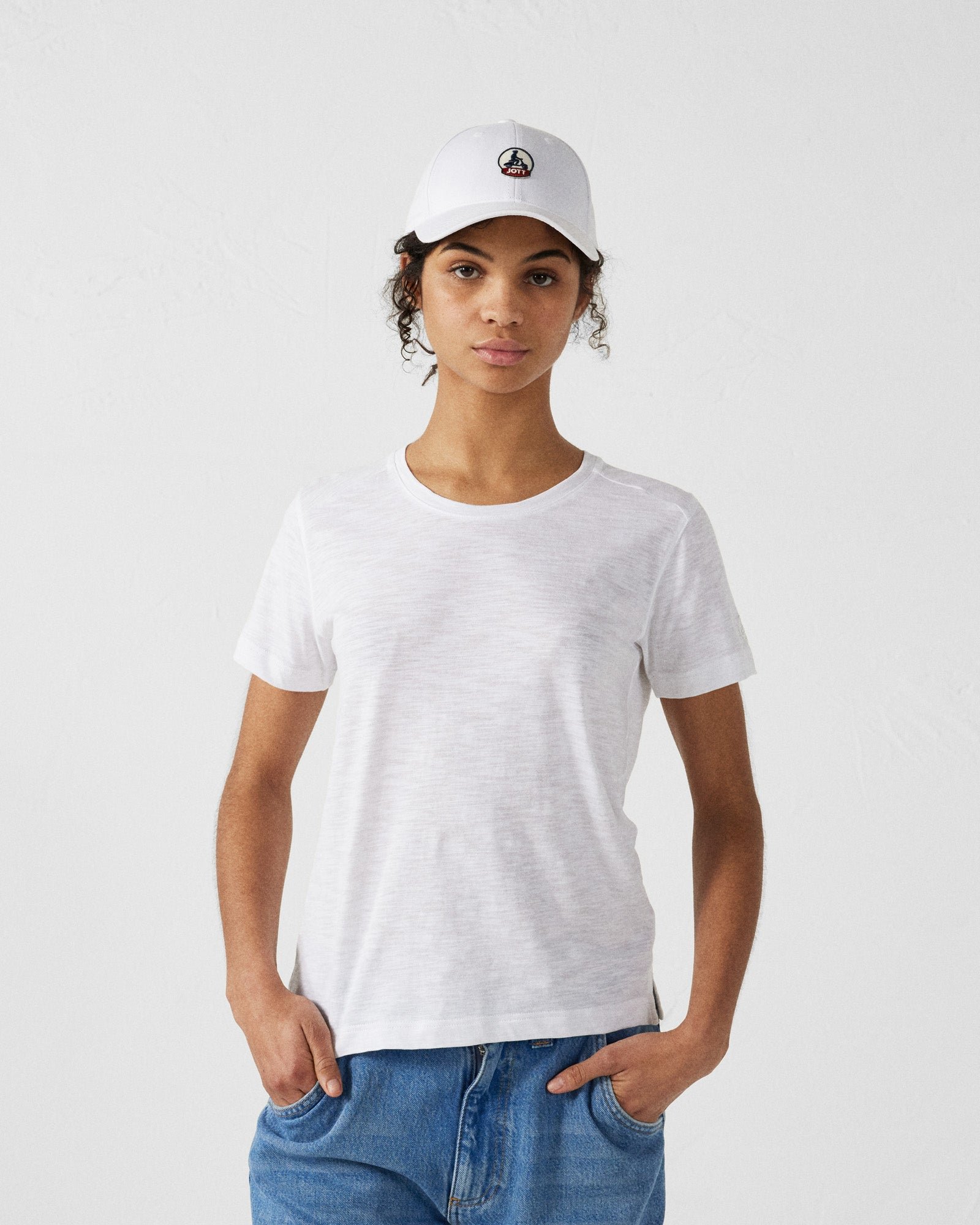 Round neck women's cotton T-shirt - Angela JOTT White