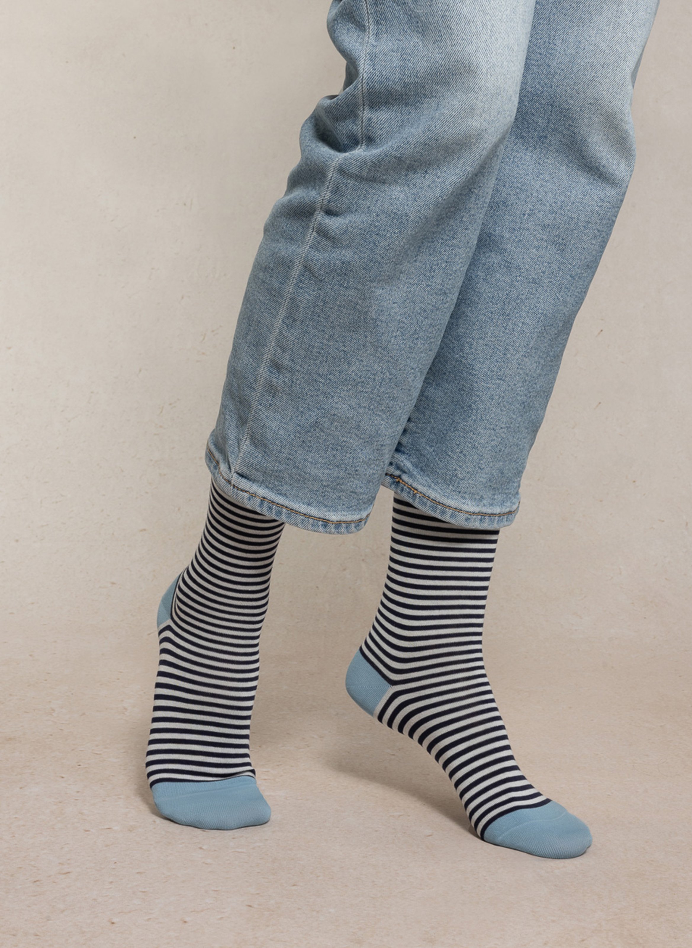 Gestreifte Baumwollmischsocken BLEUFORET Blau