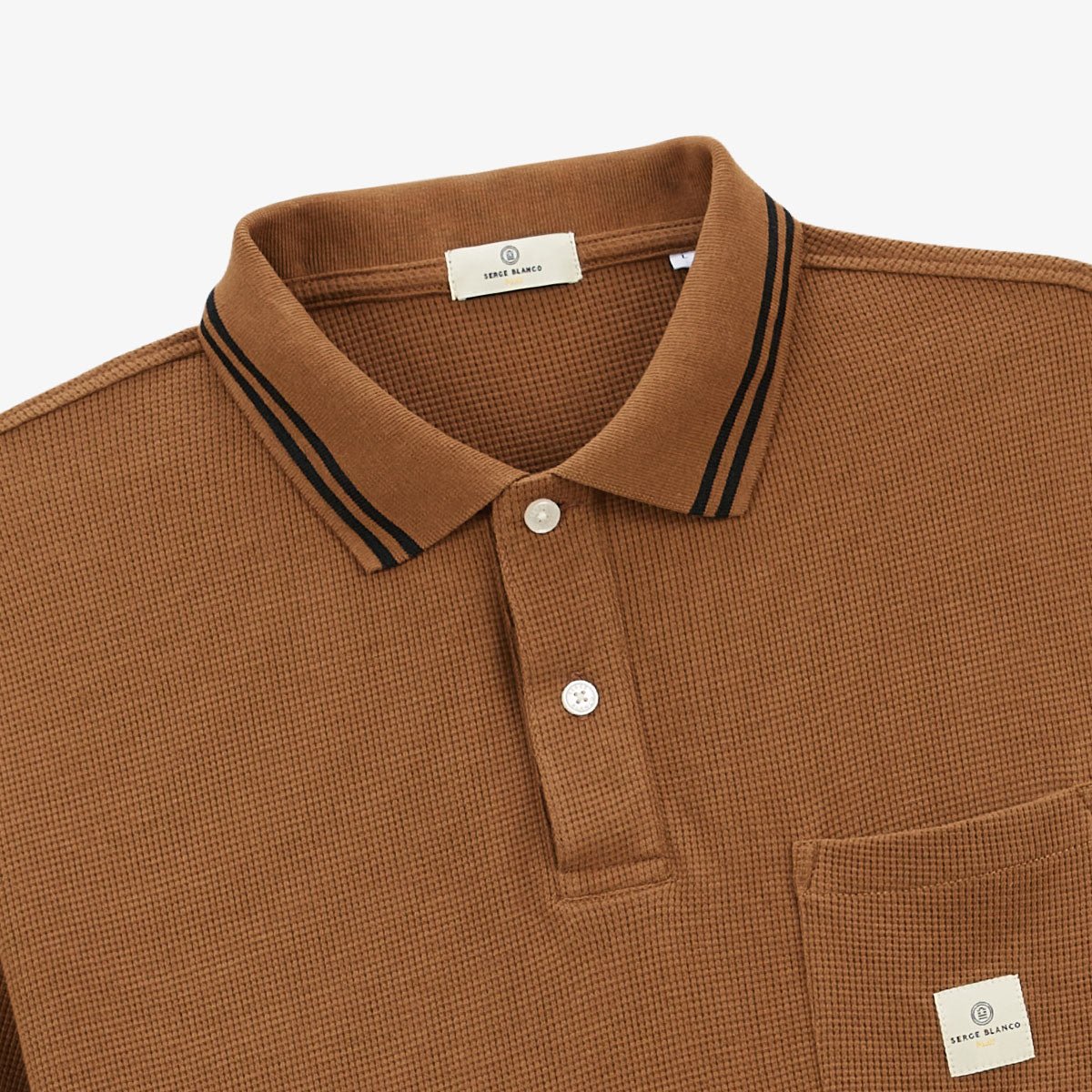 Short-sleeved waffle fabric polo SERGE BLANCO Brown