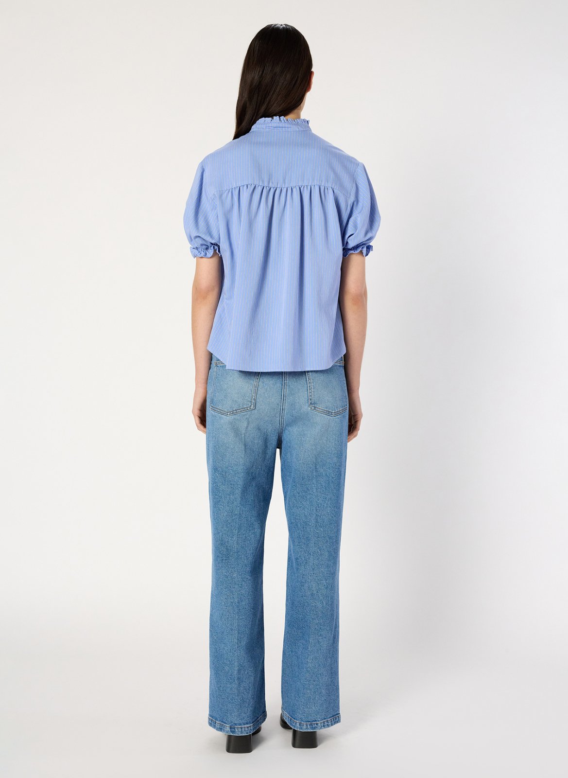 Blouse droite col montant à rayures GERARD DAREL Bleu