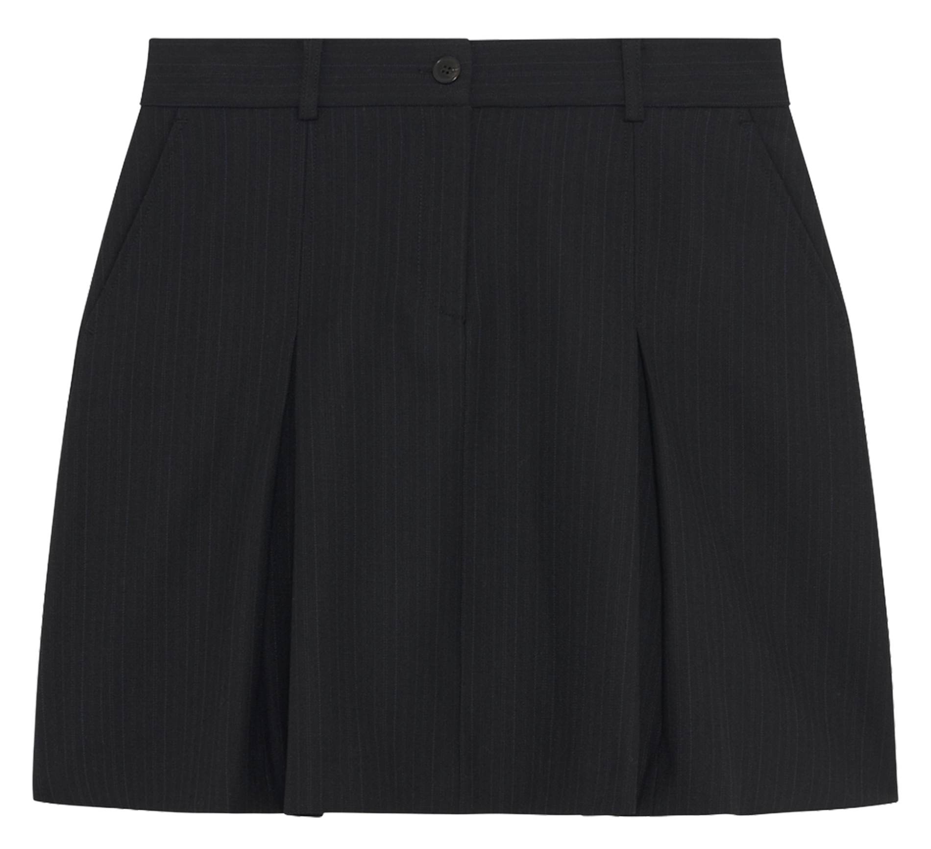 Jupe courte droite à fines rayures PABLO Noir