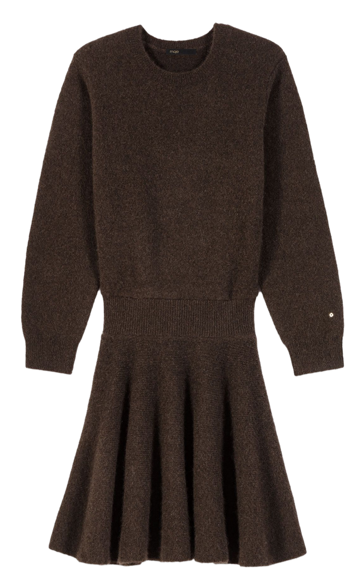 Solid Skater Dress in Mixed Wool MAJE Brown