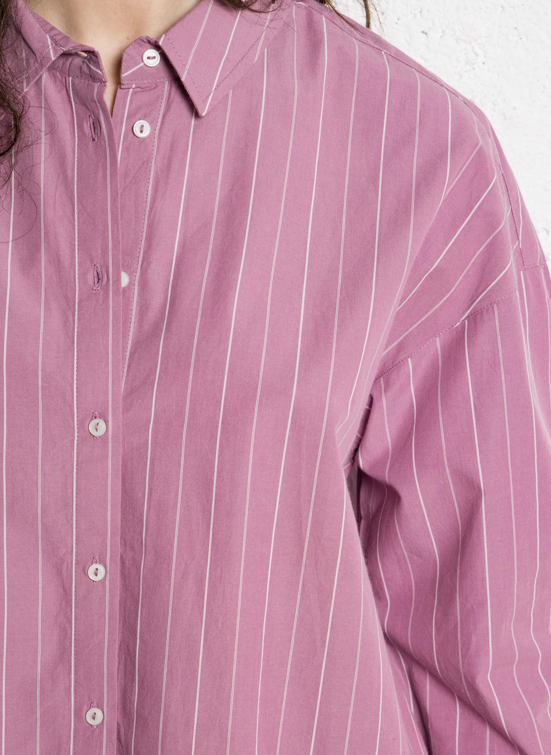 Chemise oversize col classique rayée en coton SUD EXPRESS Violet
