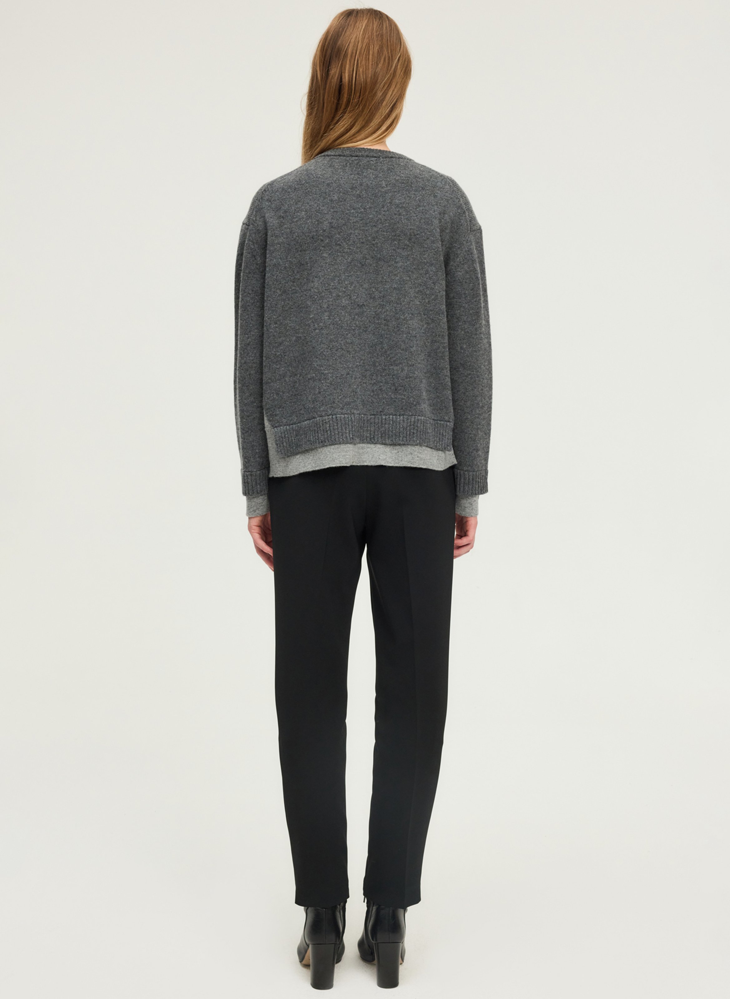 Recht tweekleurig wollen vest PABLO Grijs