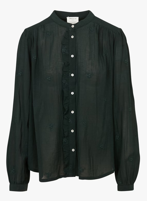 Bluse aus baumwoll-Mix mit rundhalsausschnitt Grun Maison 123