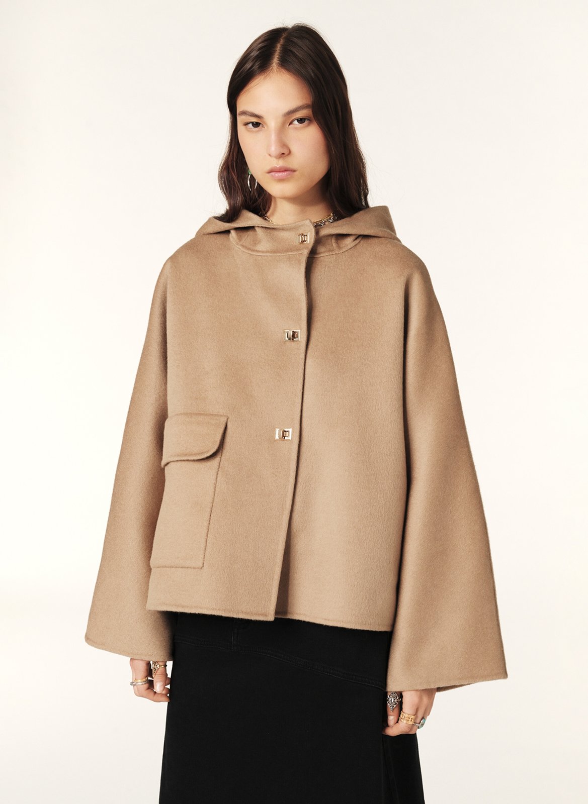 Manteau ample col montant en laine mélangée BA&SH