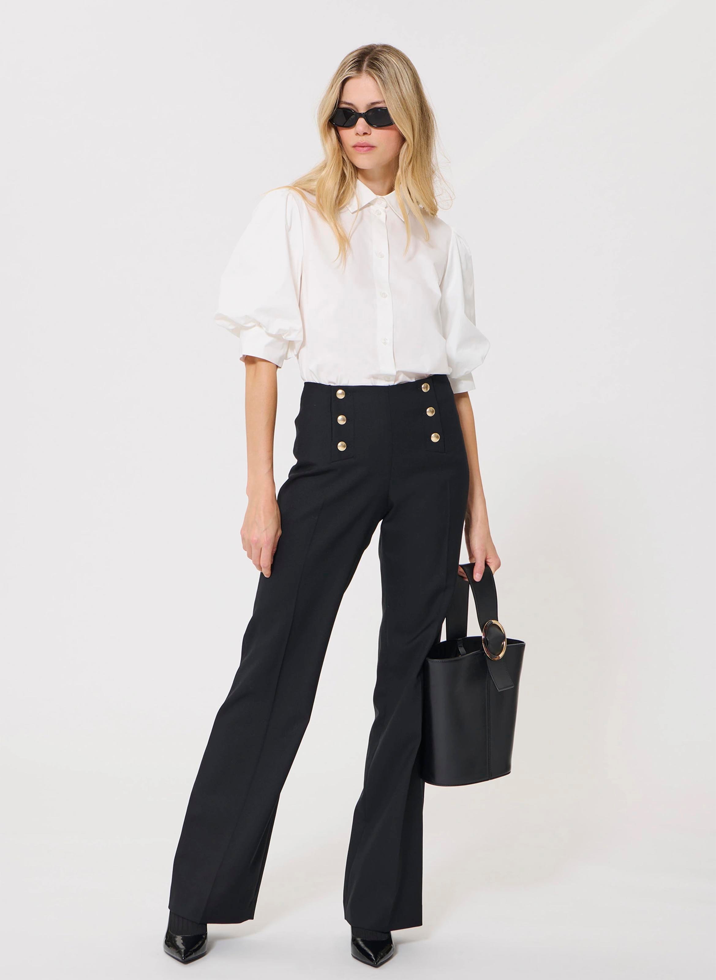 Pantalone con pince in lana TARA JARMON Nero