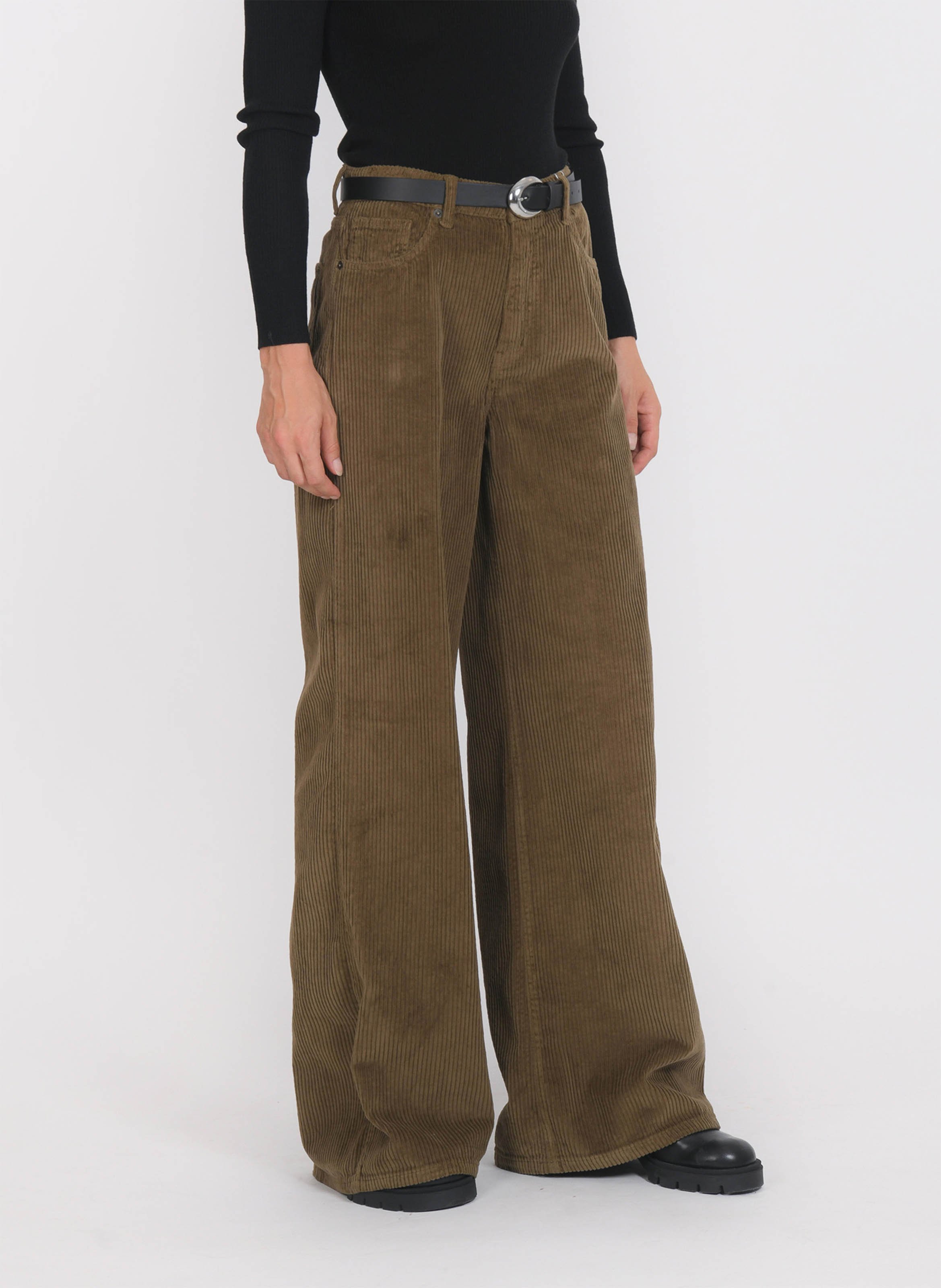 Pantalon large en velours côtelé KOOKAI Vert