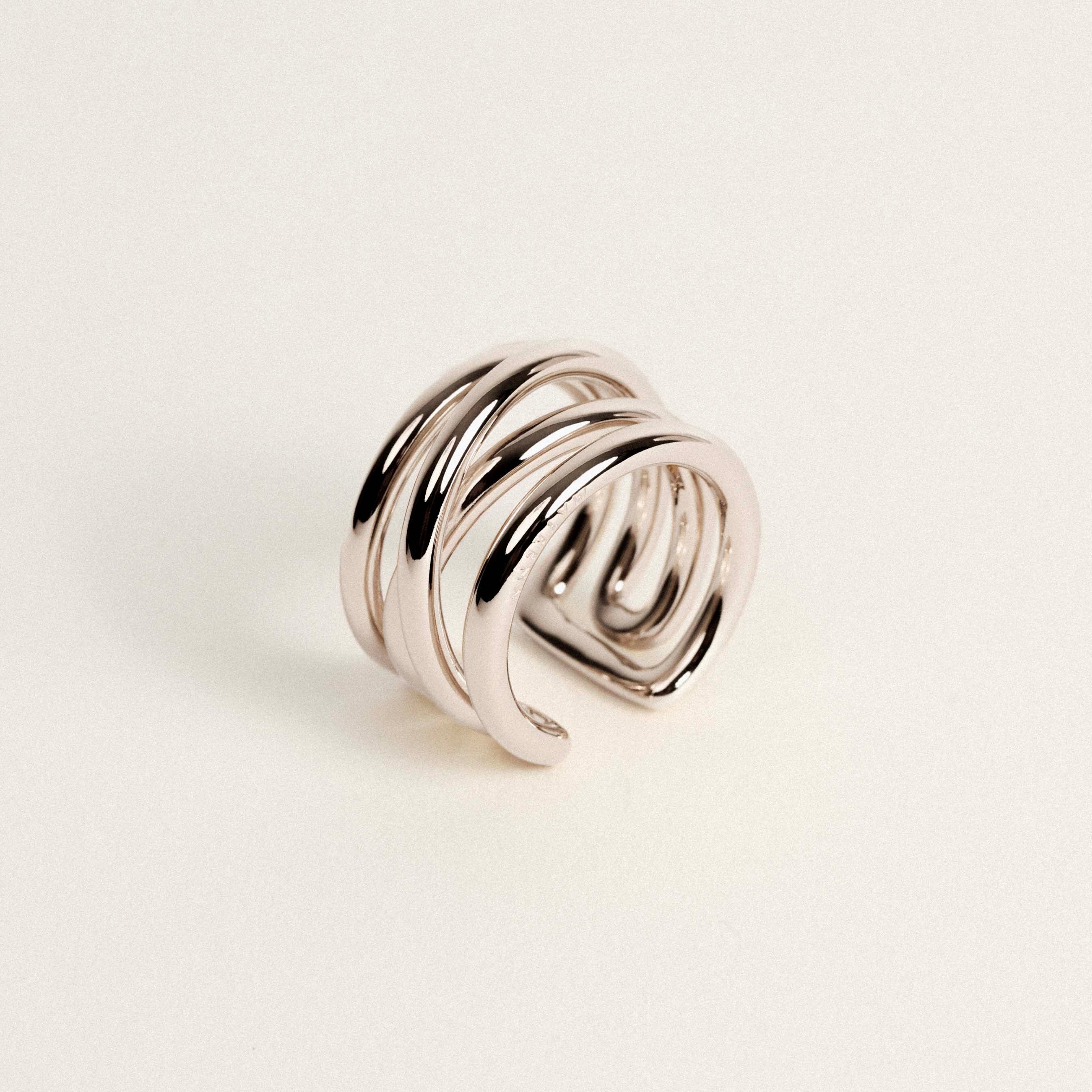 Adjustable reversible ring, recycled silver MAYRENA