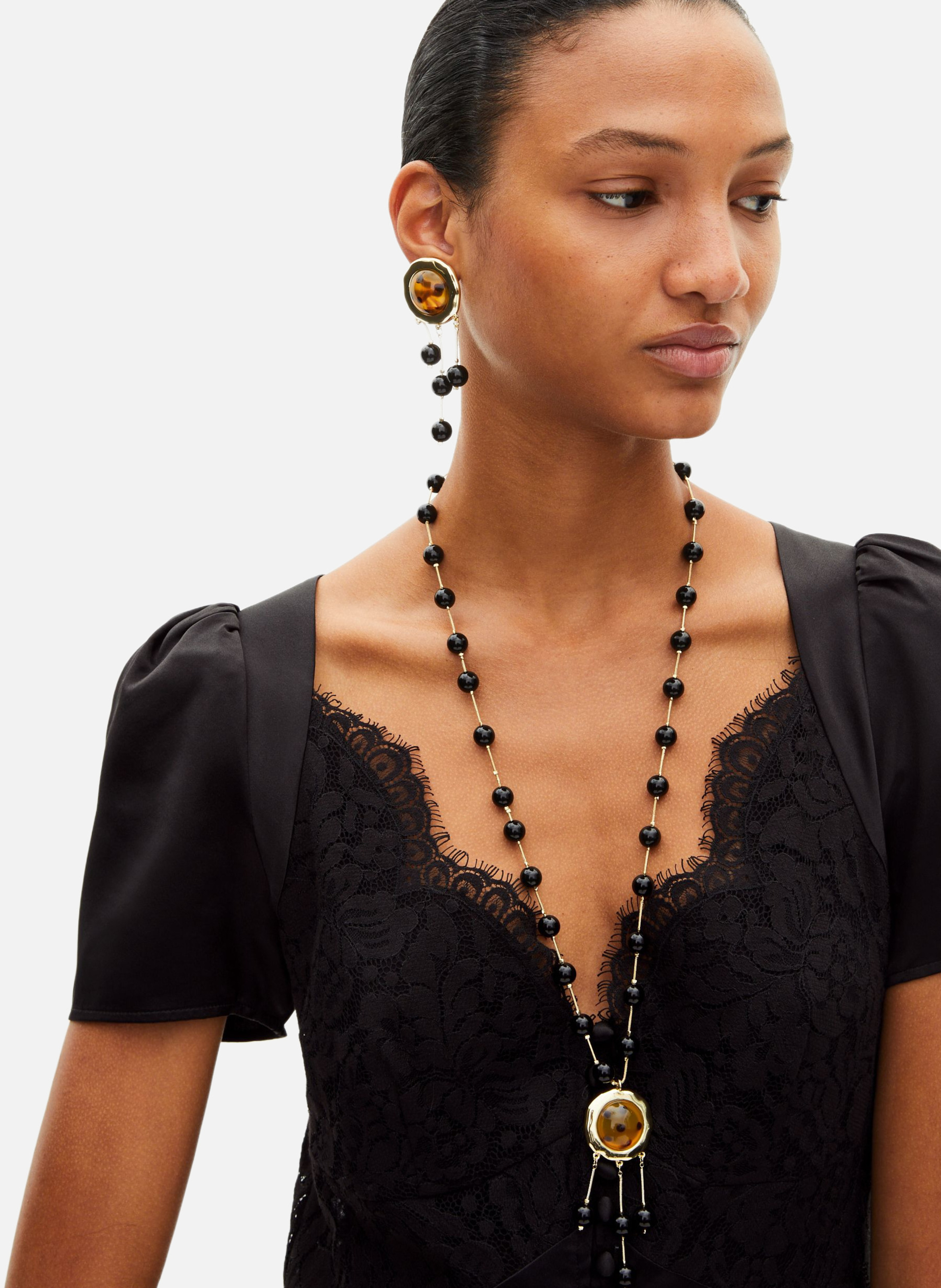 Pearl necklace with pendant THE KOOPLES Yellow