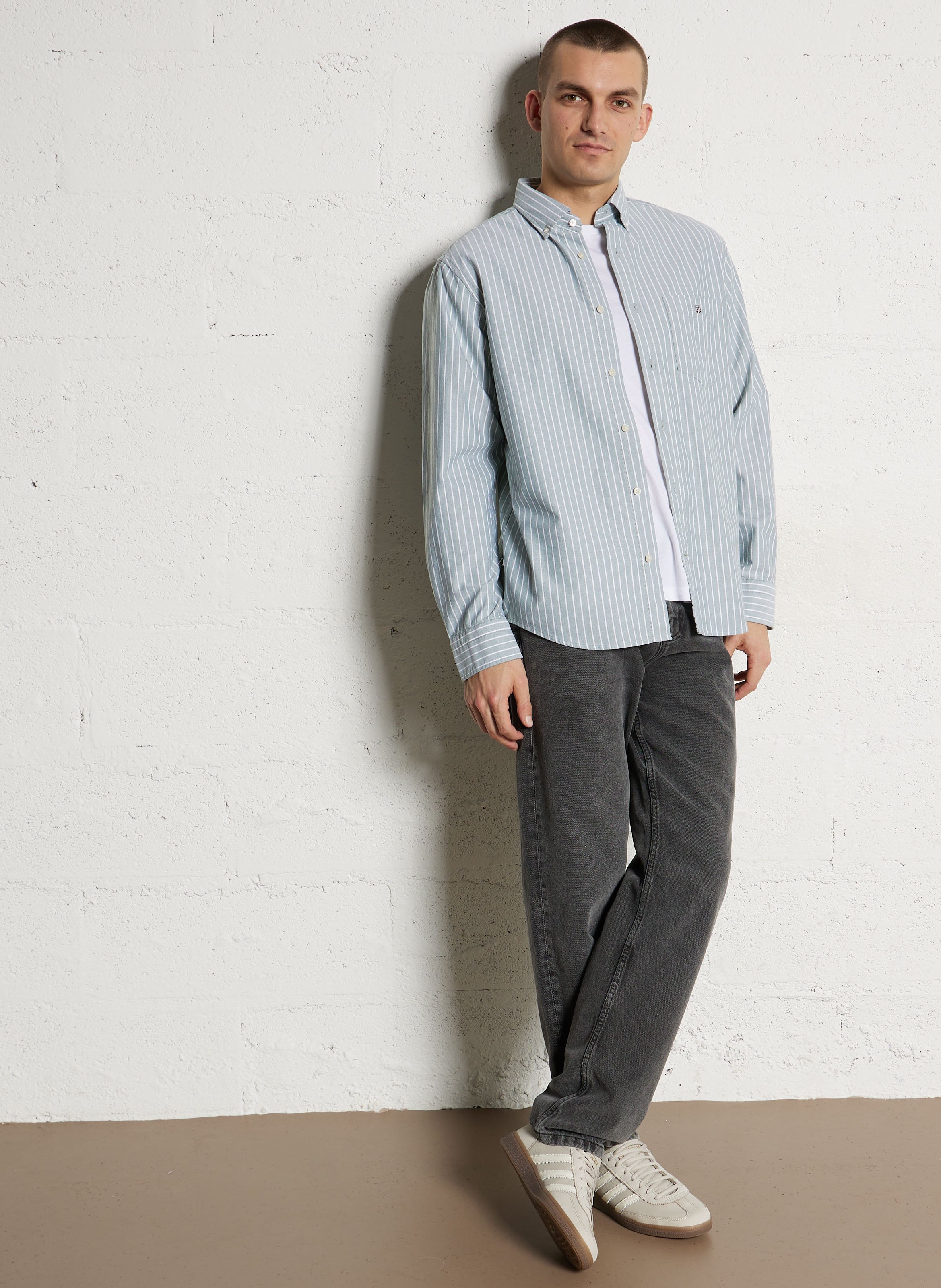 Gestreept recht katoenen overhemd GANT Groen