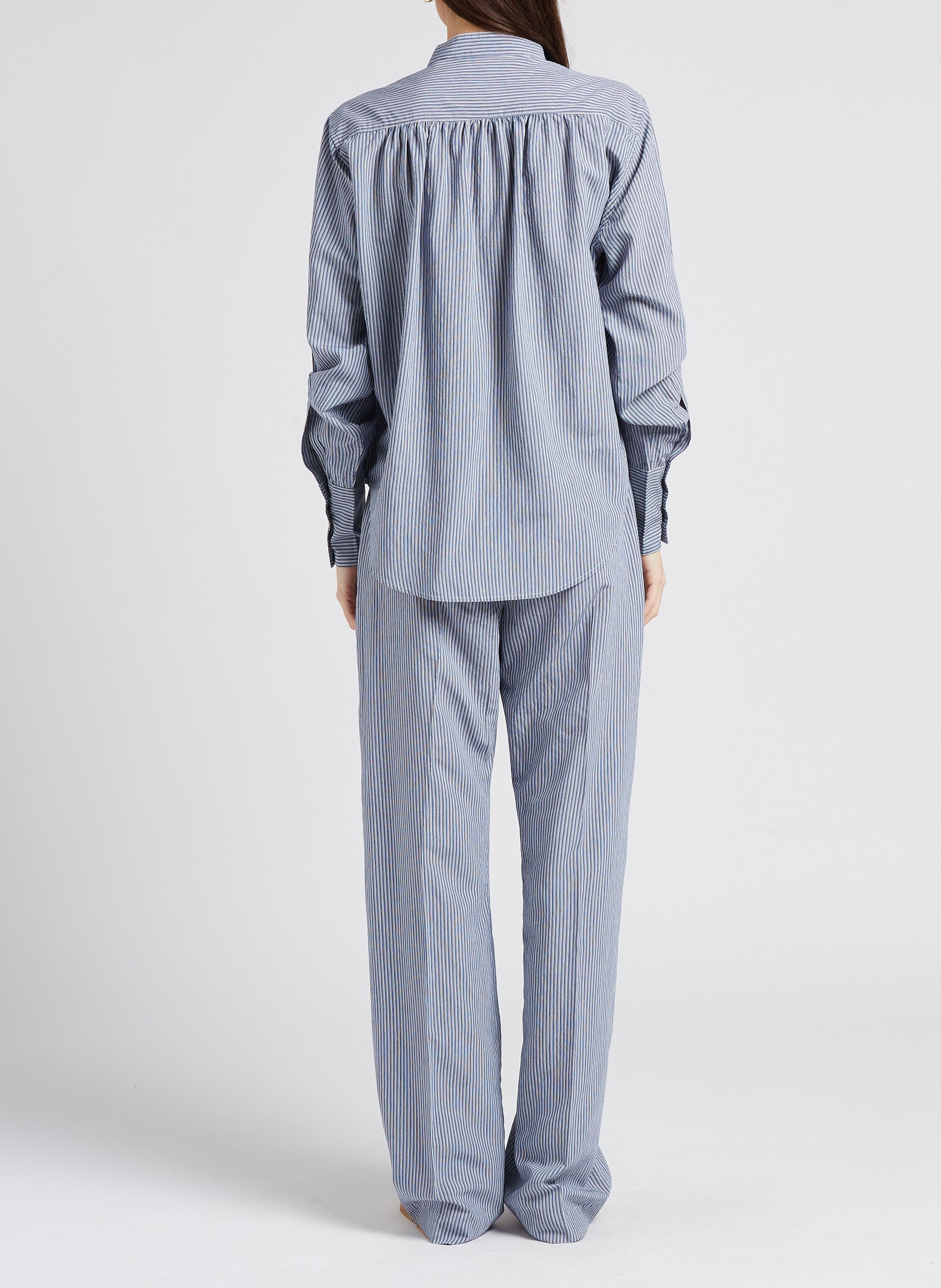 Pantalón recto vaporoso a rayas LAURENCE BRAS Azul