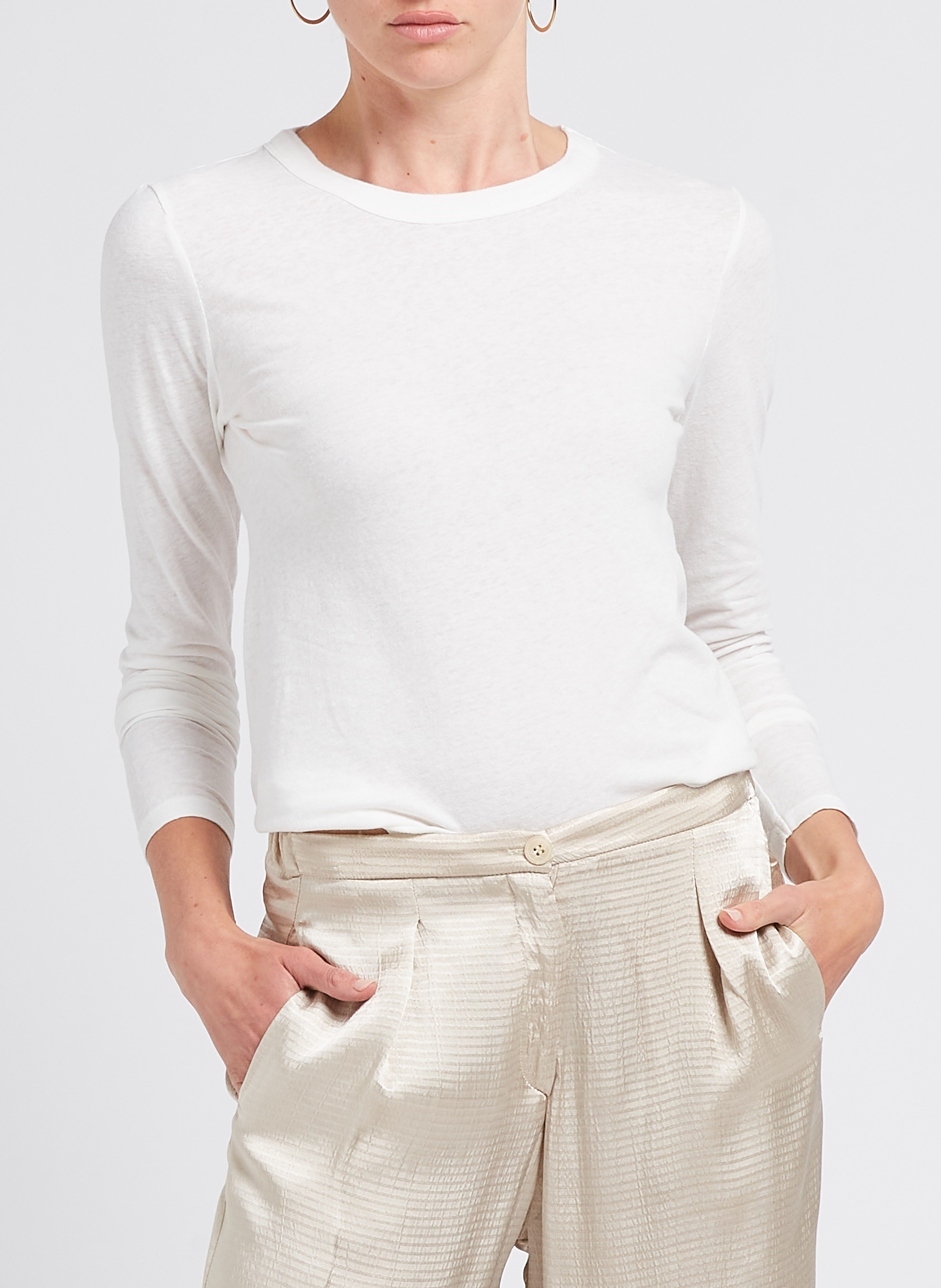 Rundhals-T-Shirt aus Baumwolle AMERICAN VINTAGE Weiss