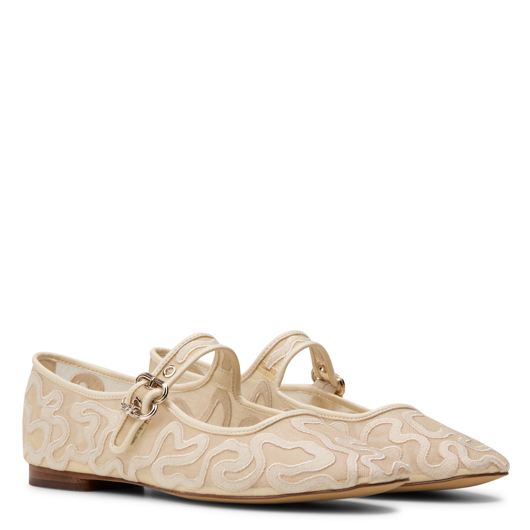 Square-toe embroidered ballet flats SAM EDELMAN White