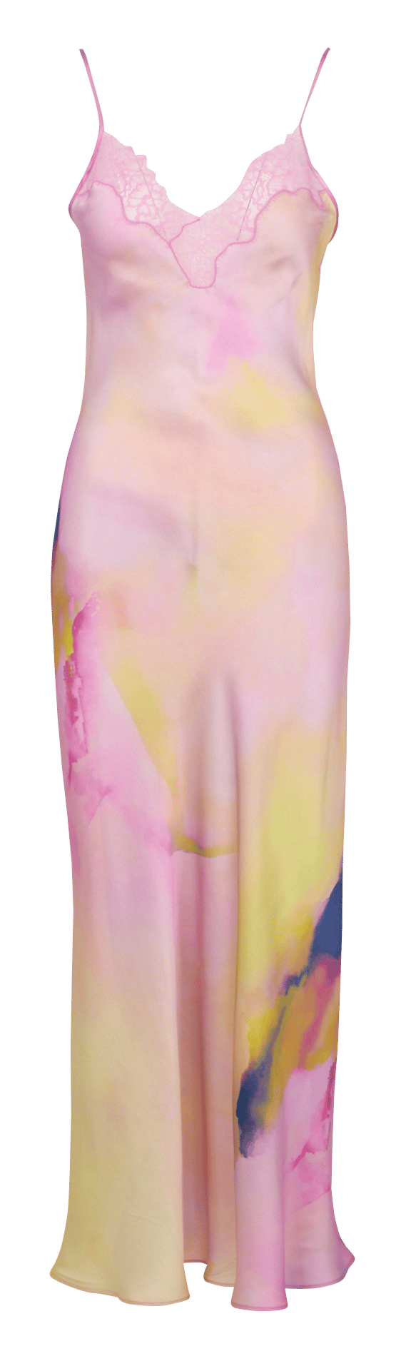 Lange, zijden jurk met V-hals en print MES DEMOISELLES Roze