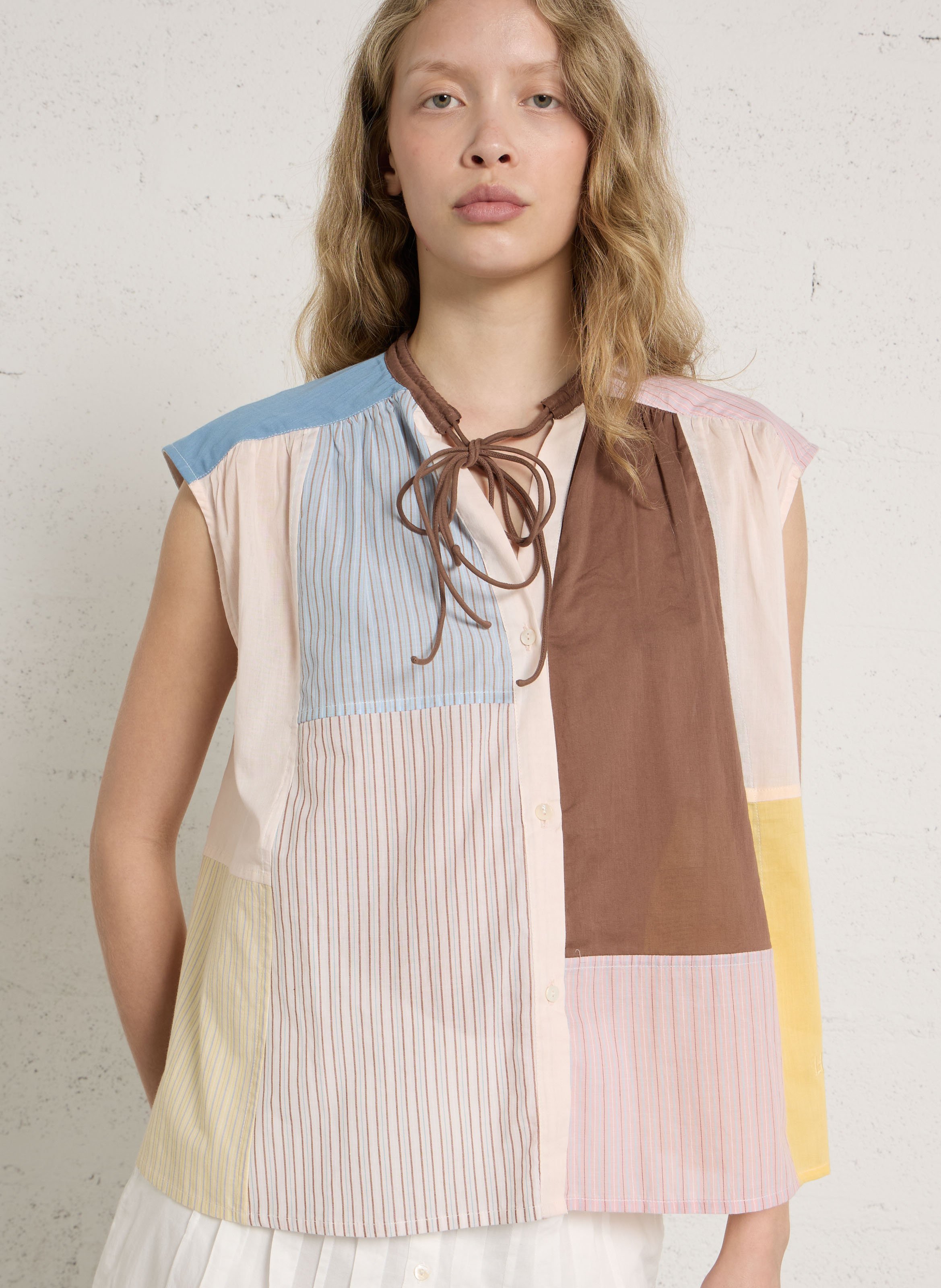 Weite Bluse aus Bio-Baumwolle mit Rundhalsausschnitt LEON & HARPER Mehrfarbig