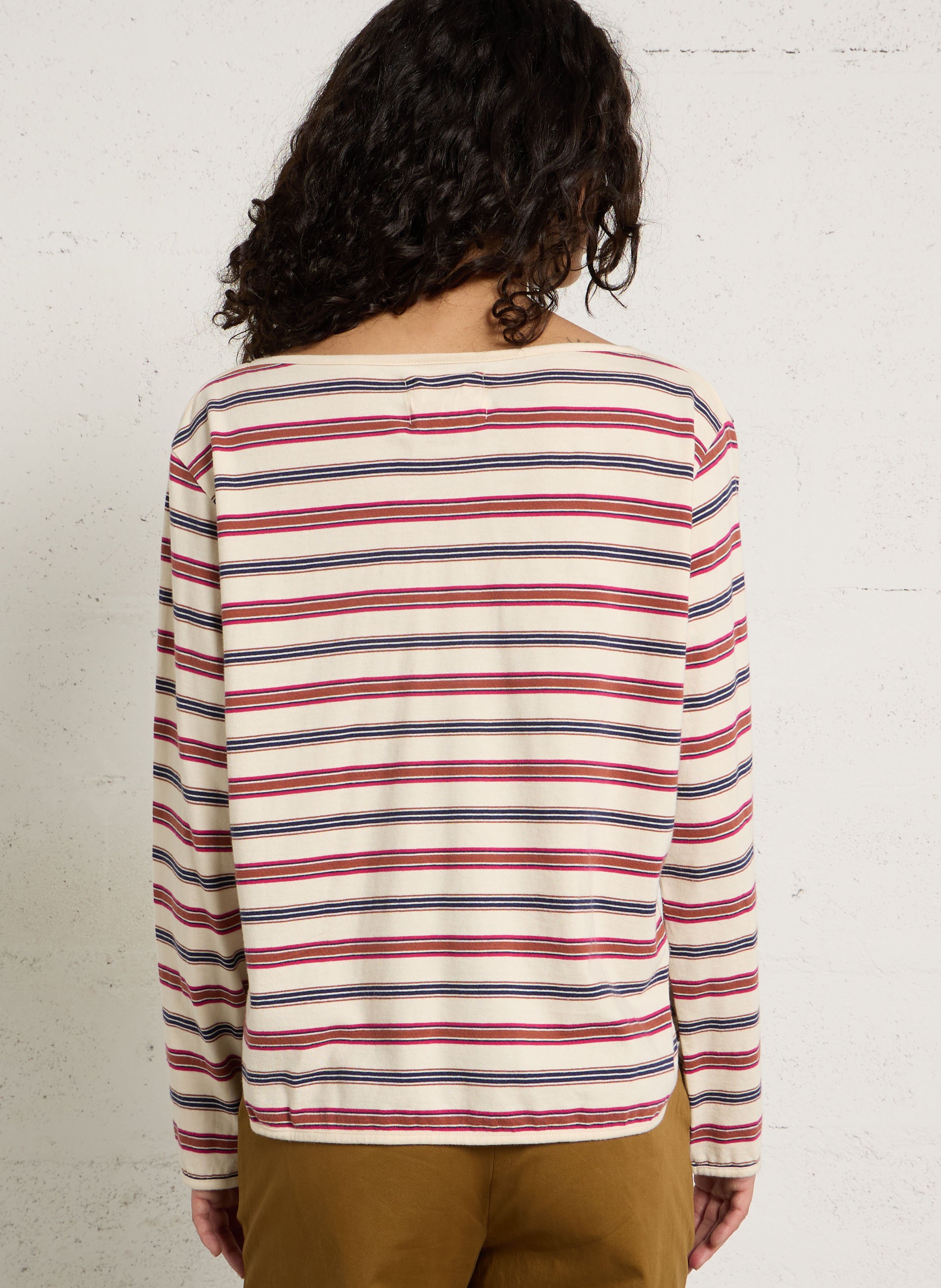 Striped long-sleeved boat-neck T-shirt LEON & HARPER Beige