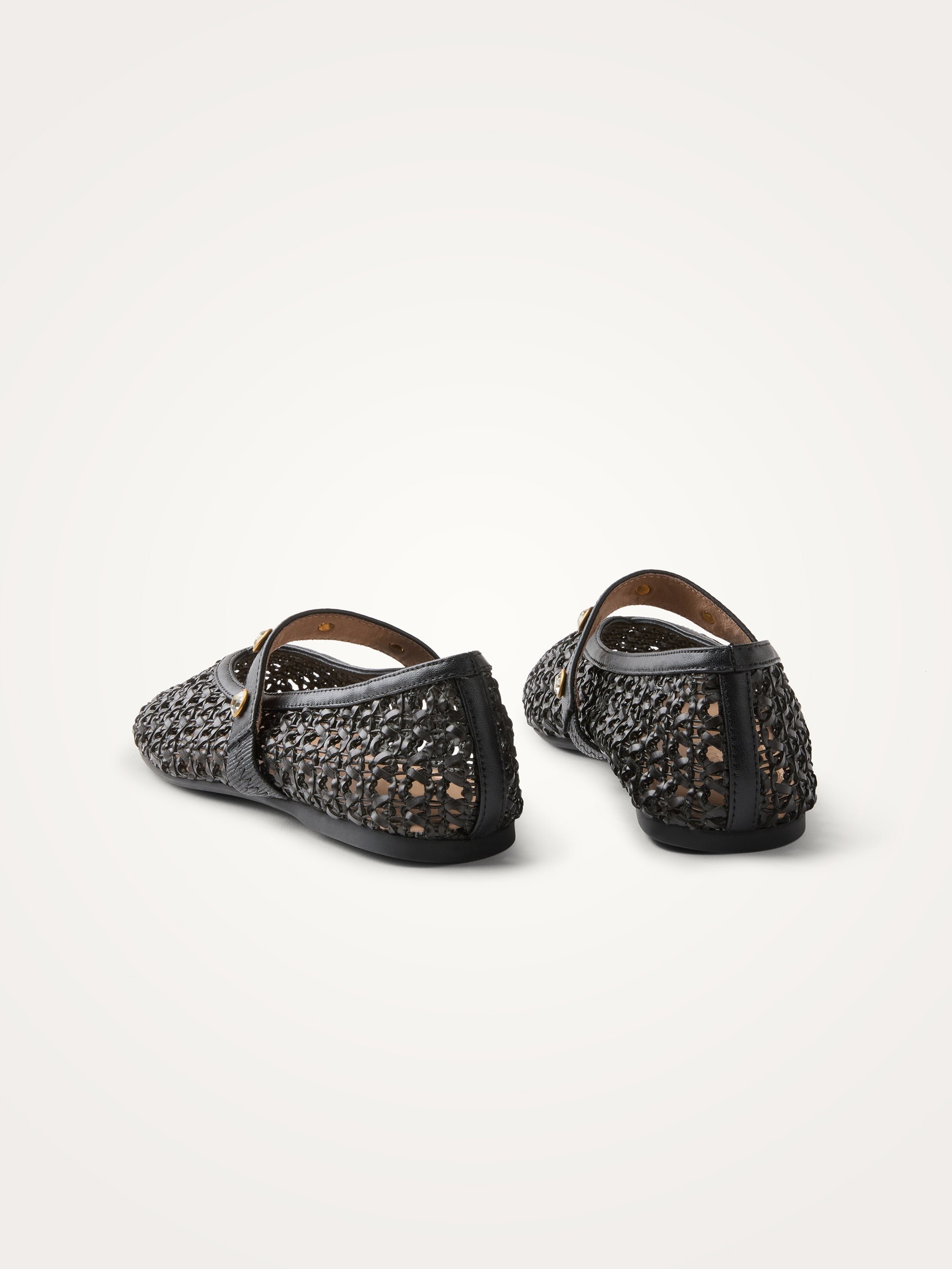 Woven ballet flats with strass ankle strap VANESSA WU Black