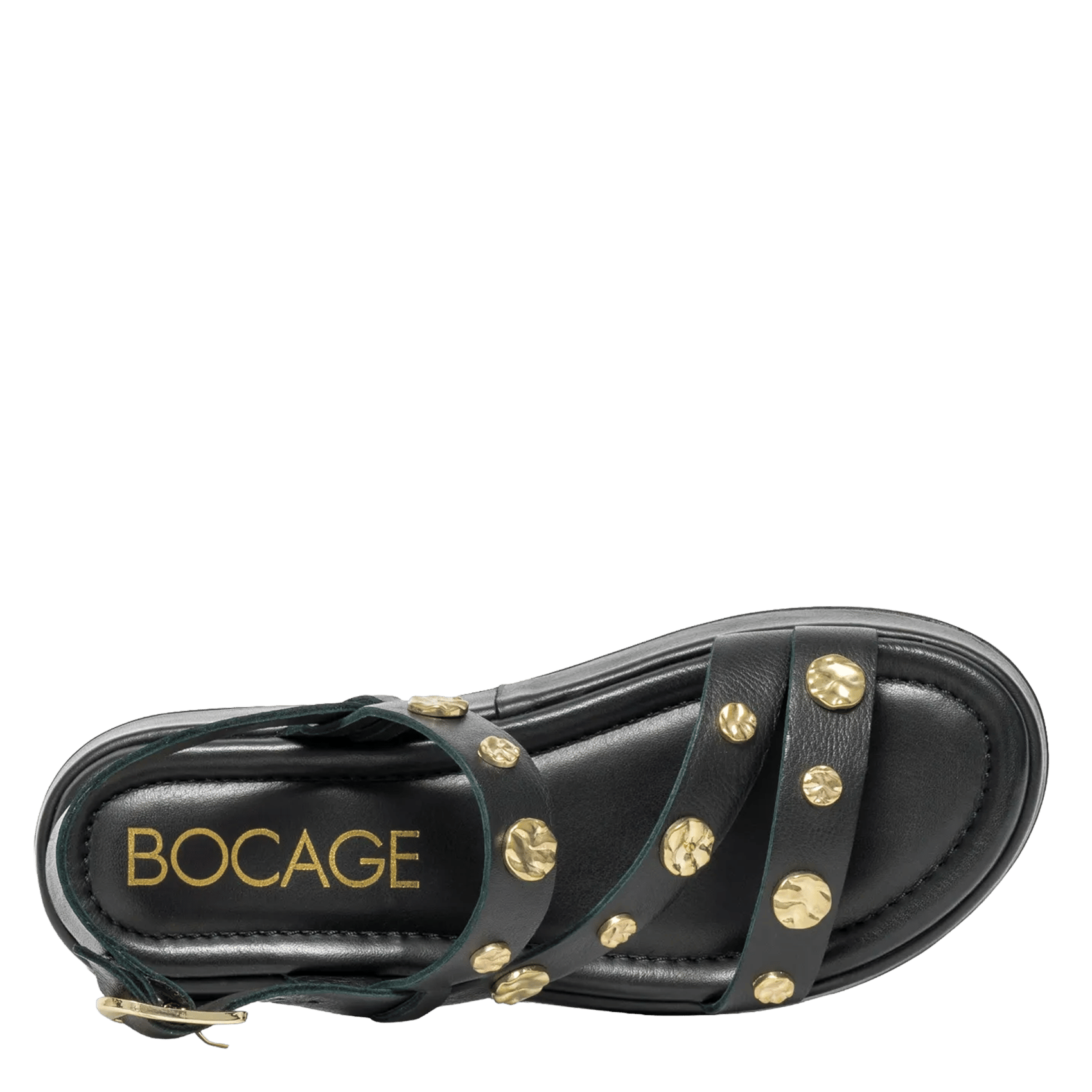Leren sandalen met plateauzolen BOCAGE Zwart
