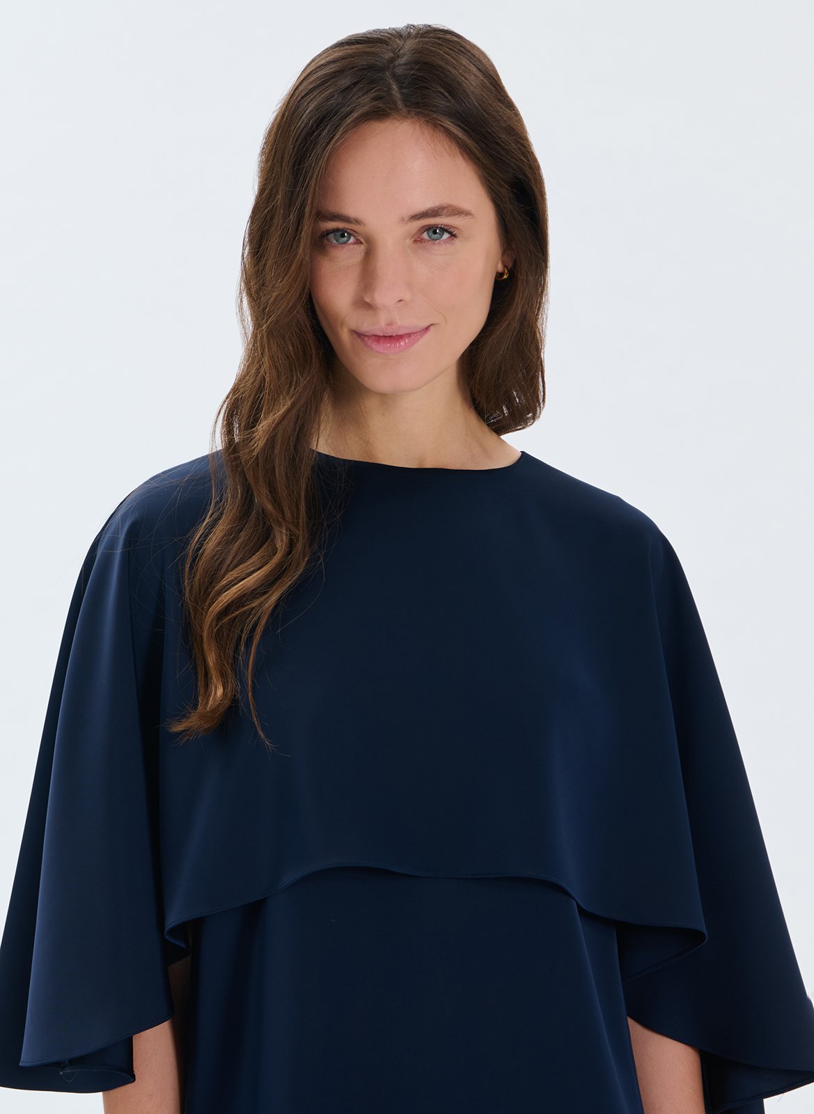 Short satin round neck dress ZAPA Blue