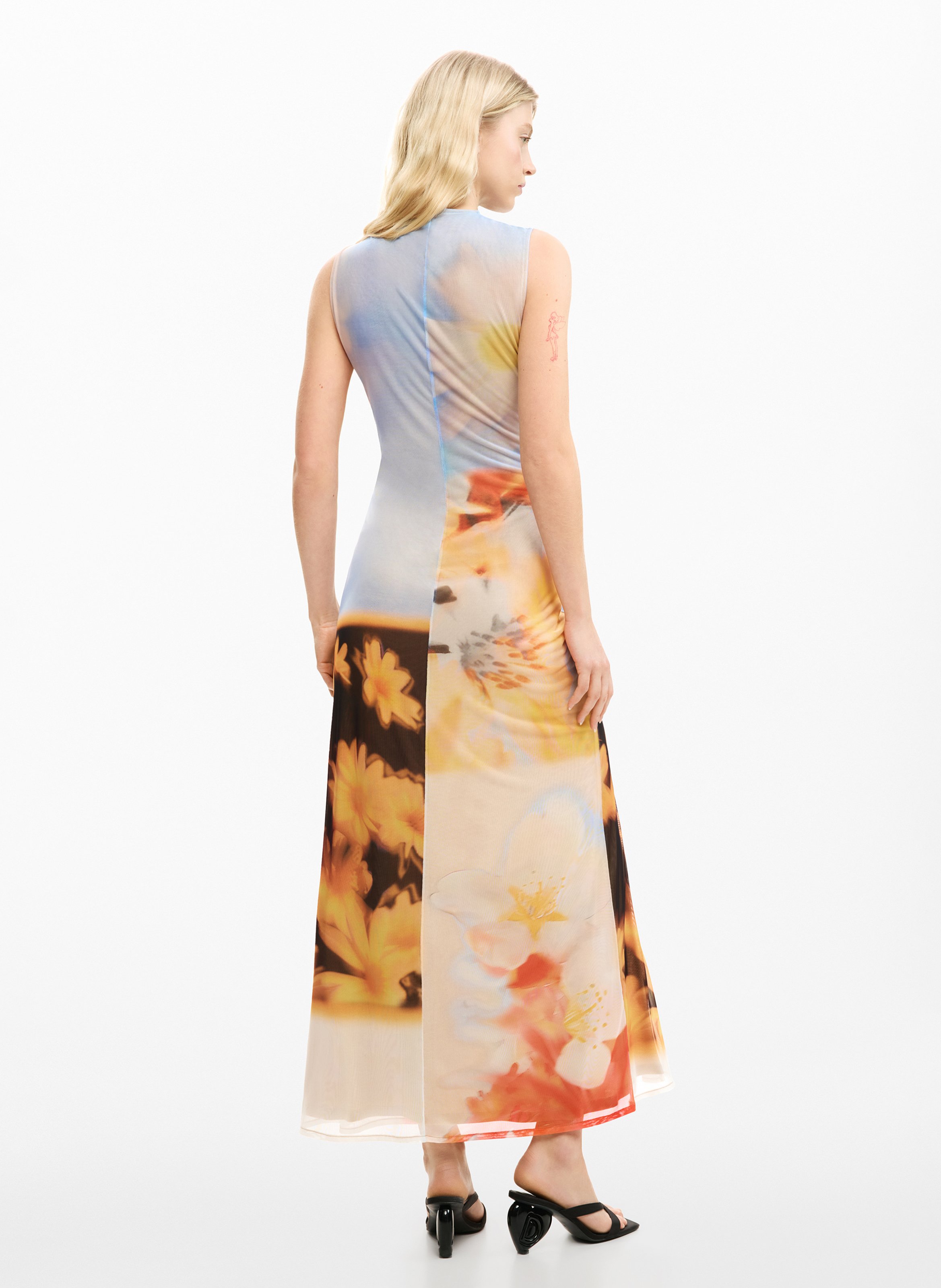 Robe longue imprimée col rond DESIGUAL Multicolore