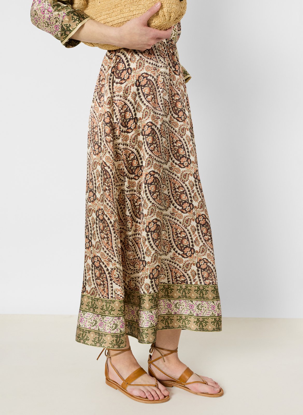 Jupe longue imprimée en soie GERARD DAREL Noir