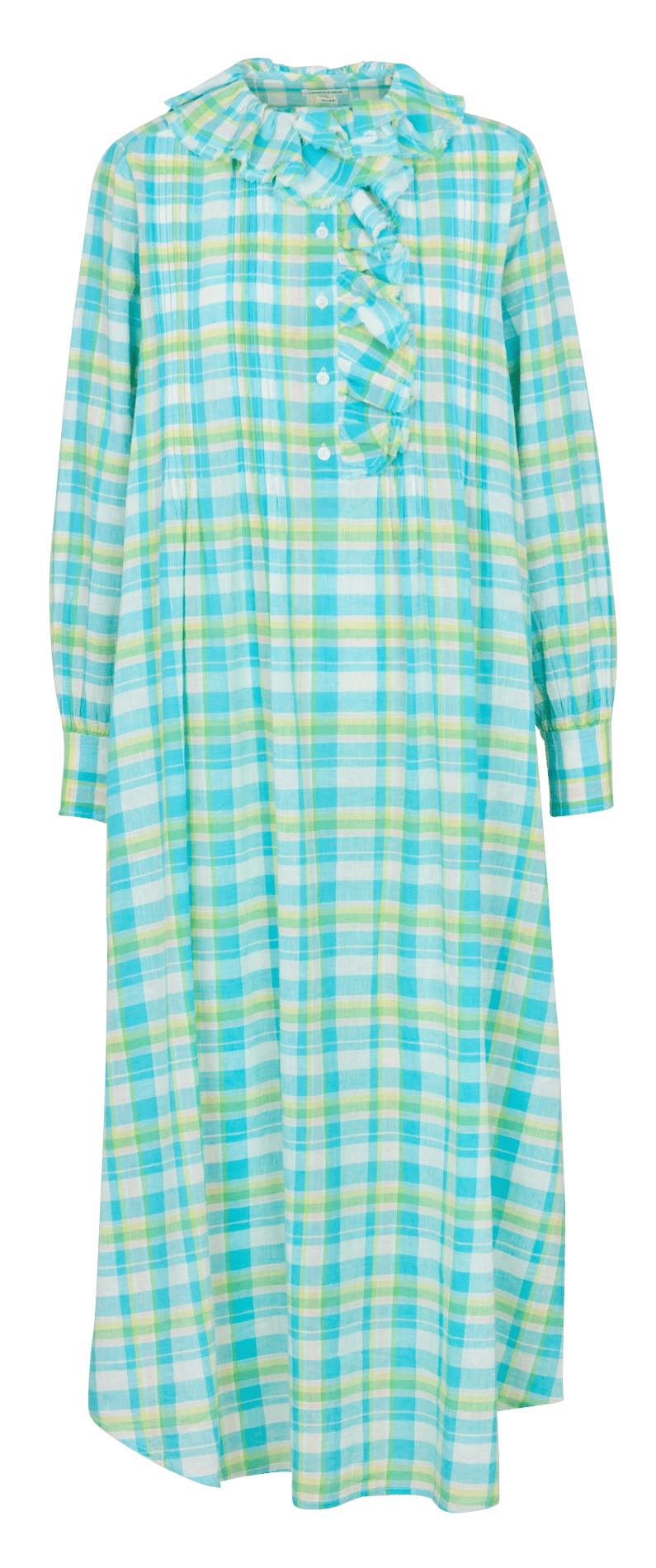 Long cotton-blend dress with round neck LAURENCE BRAS Blue