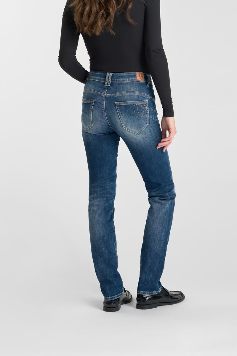 High-waisted straight push-up jeans, length 34 LE TEMPS DES CERISES Blue