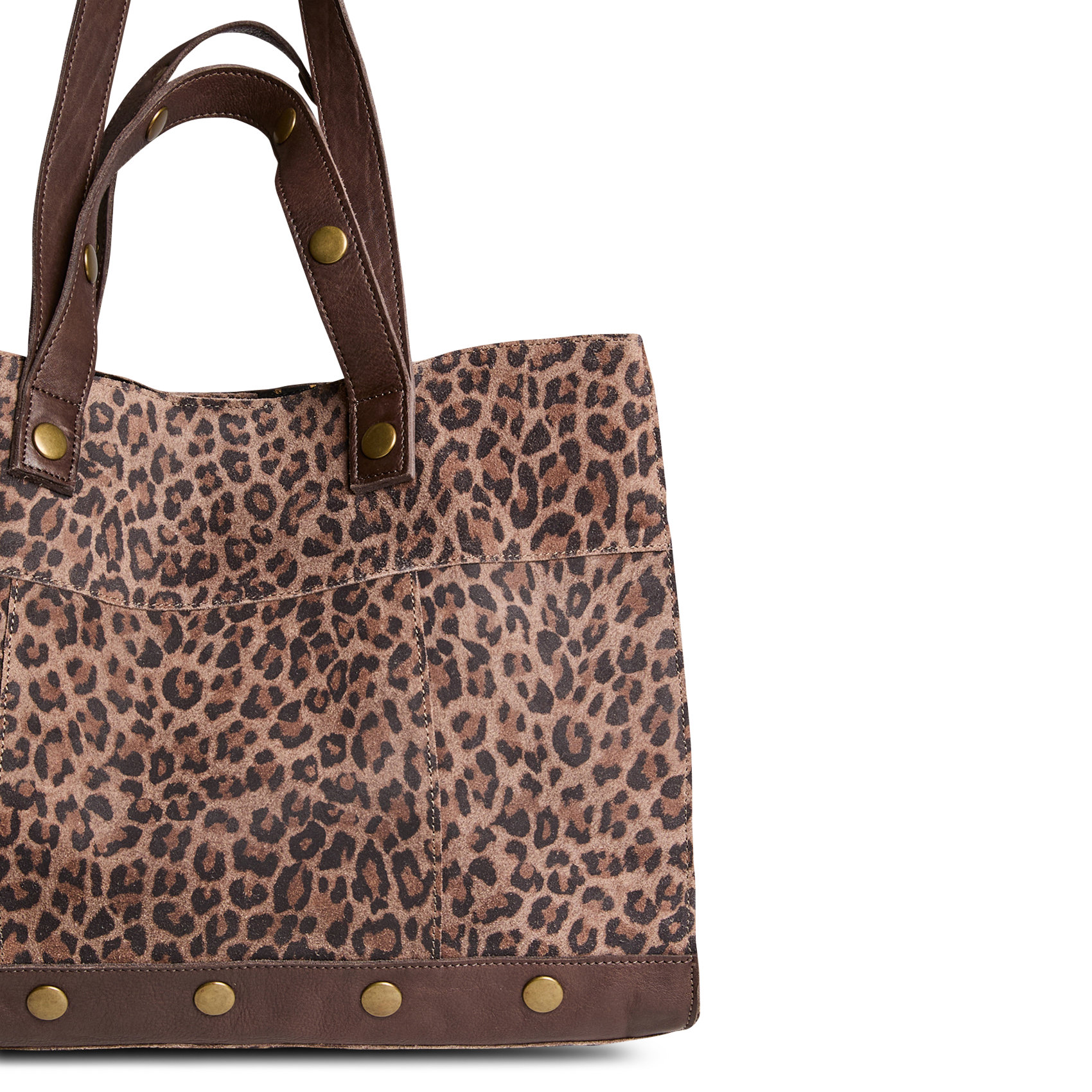 Sac cabas en cuir imprimé PIECES Beige