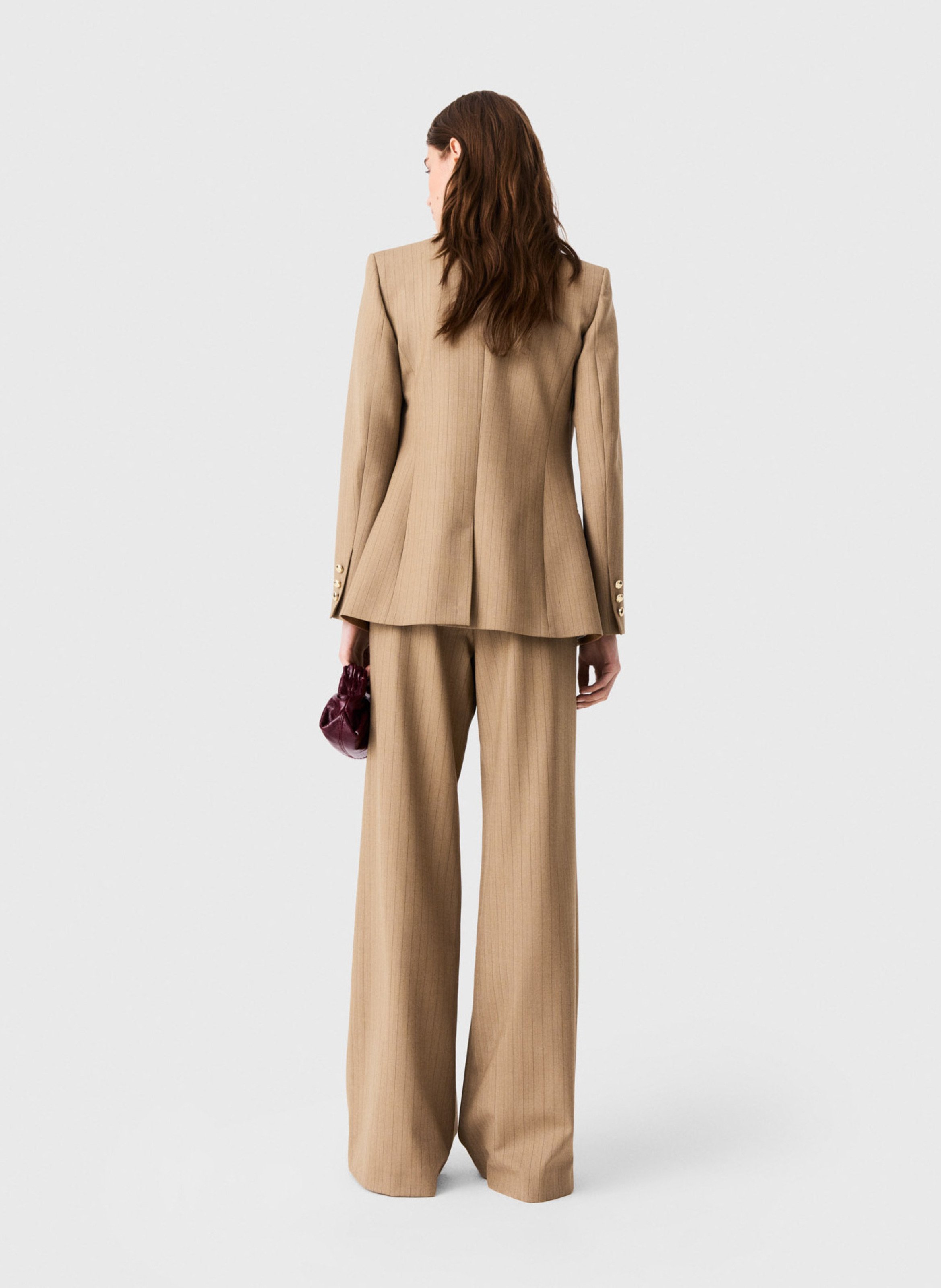 Fitted wool-blend suit jacket MAJE Beige