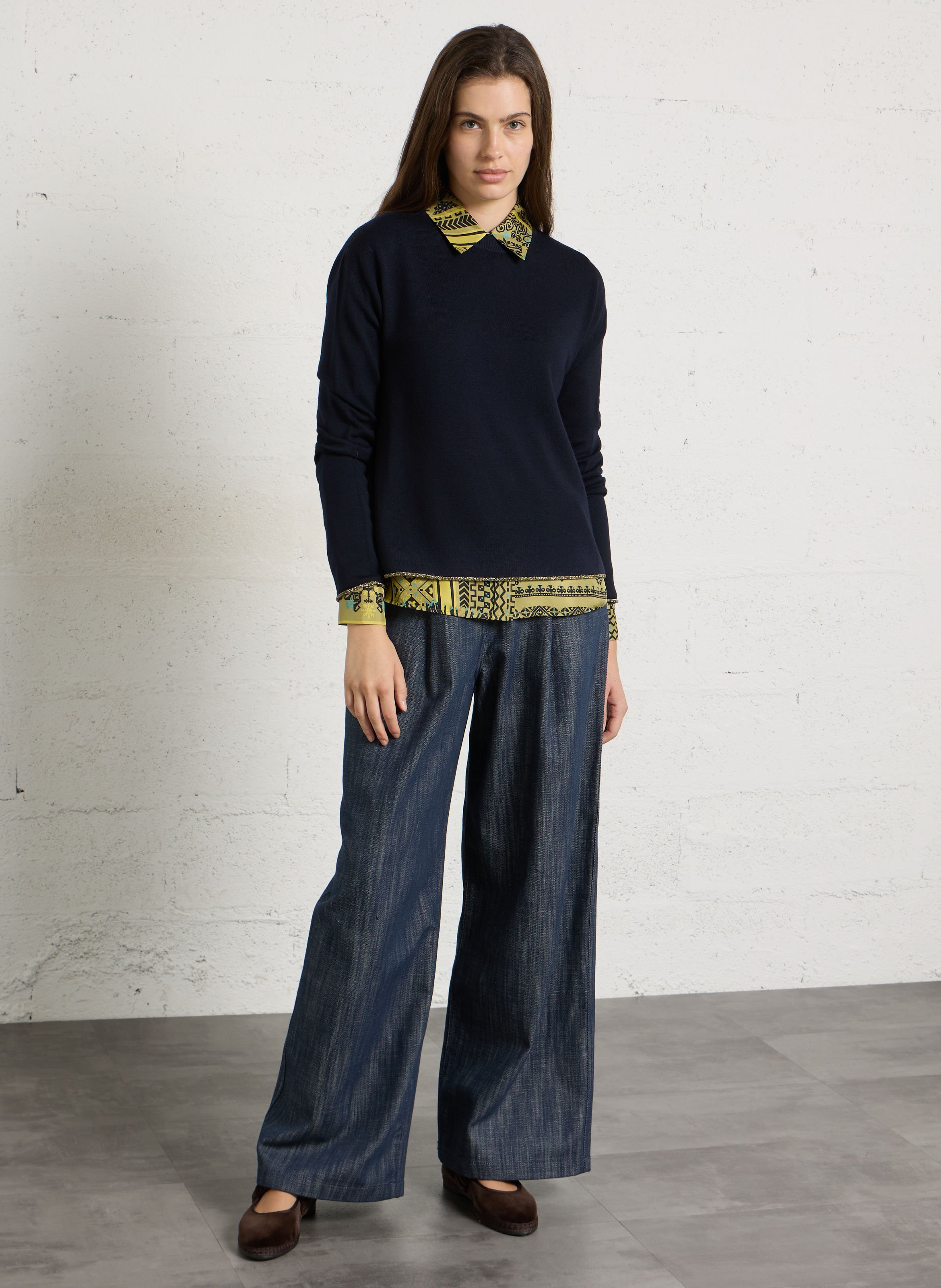 Round-neck wool sweater MOMONI Blue
