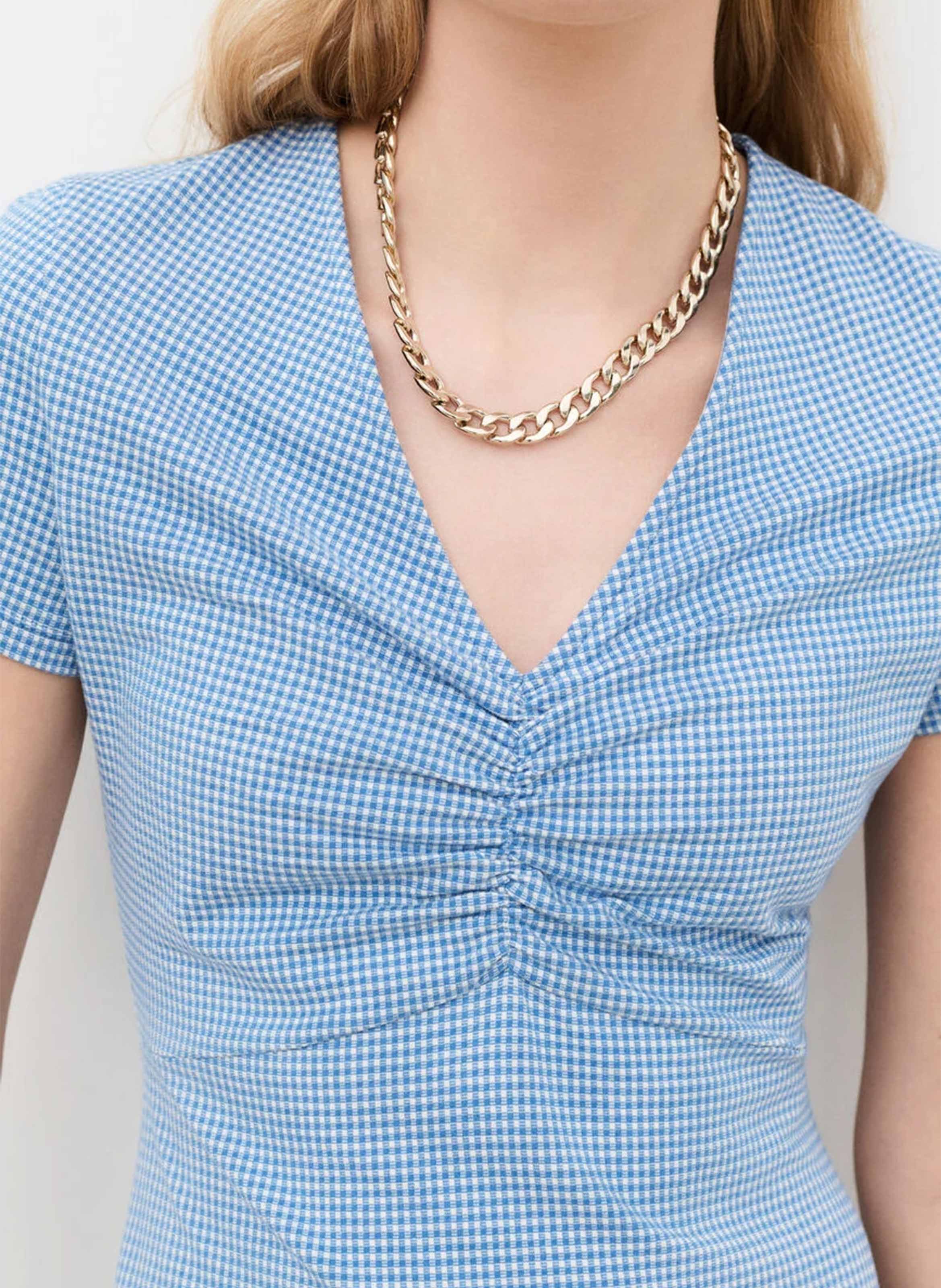 Robe courte col V imprimée CAROLL Bleu