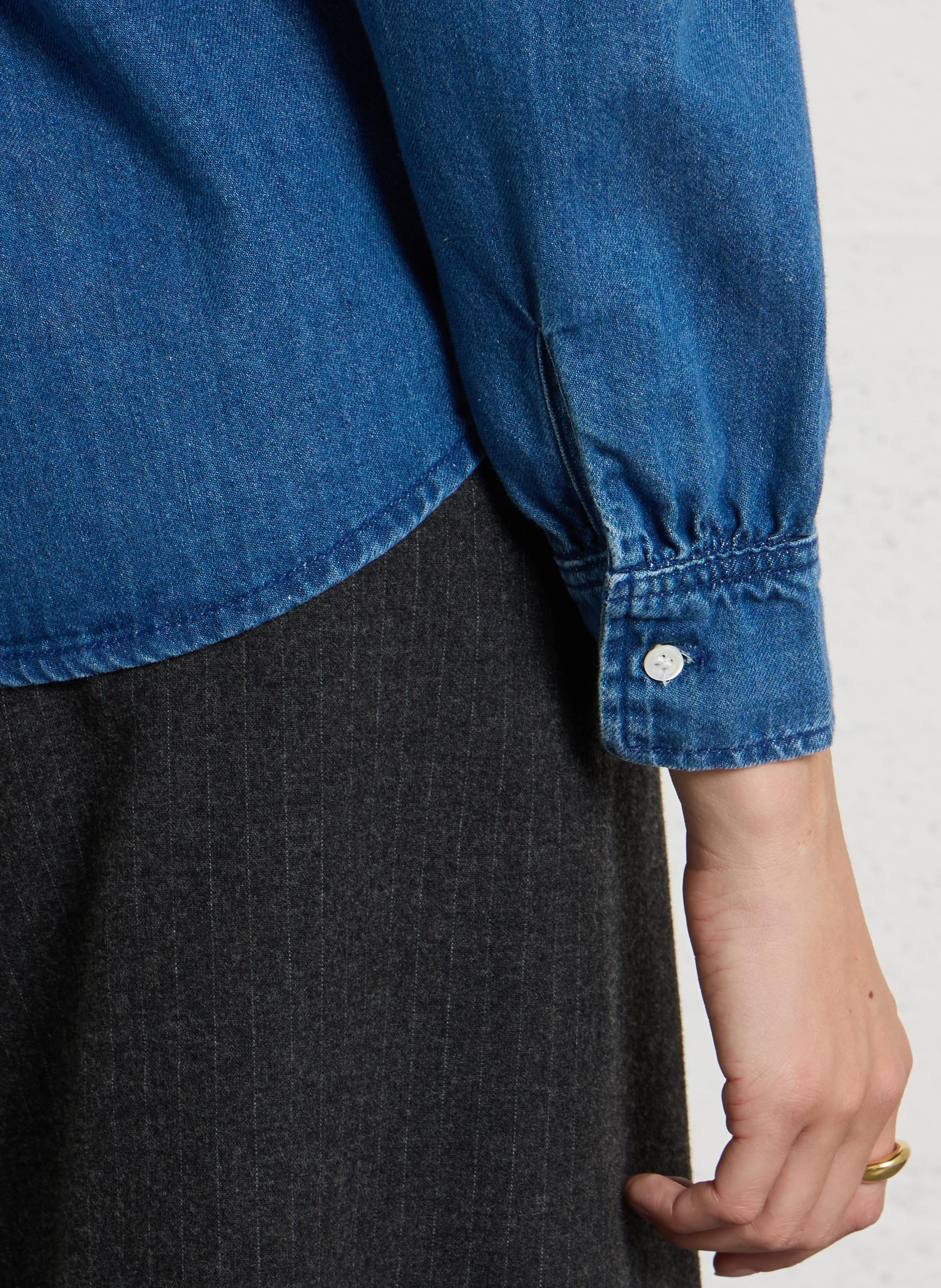 Straight cotton shirt with high collar DES PETITS HAUTS Blue