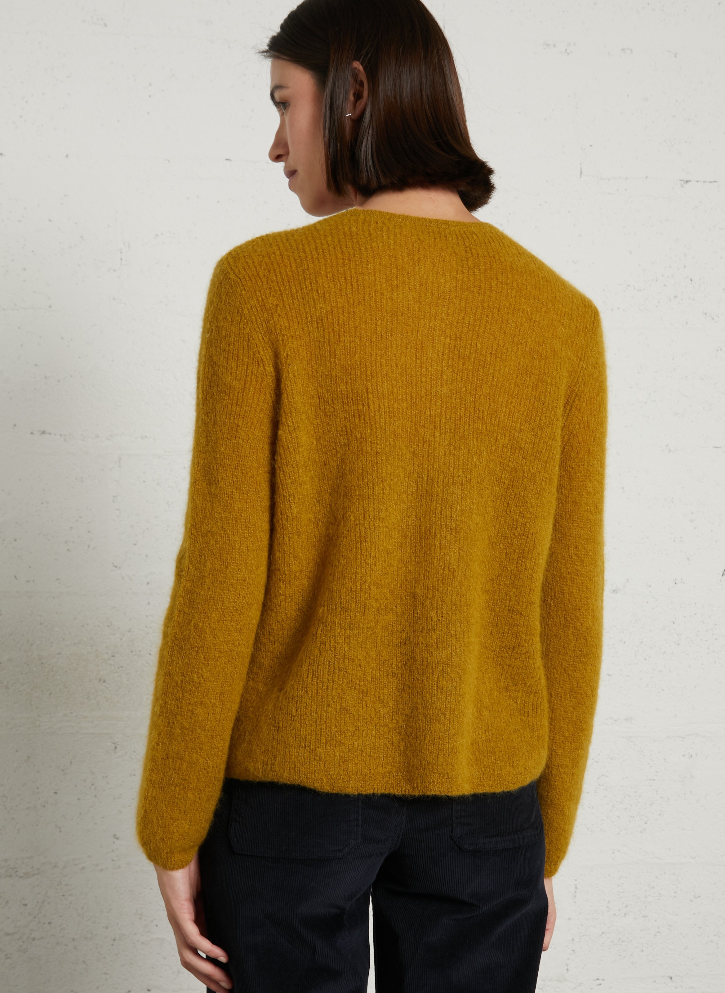 Straight round-neck knit cardigan DES PETITS HAUTS Green