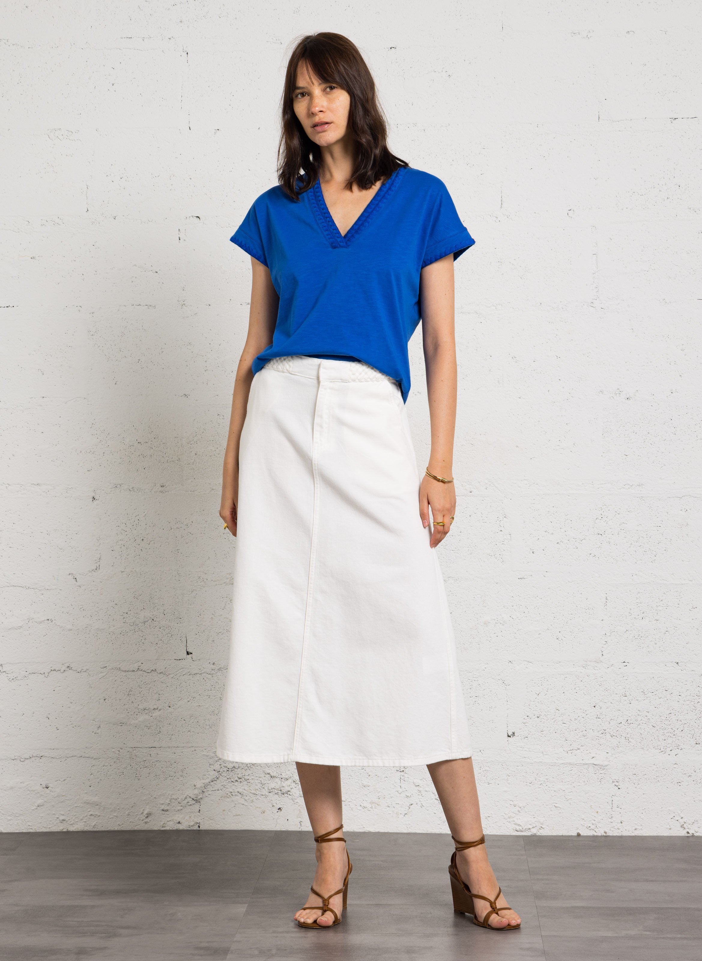 Tee-shirt droit en coton MAISON 123 Bleu