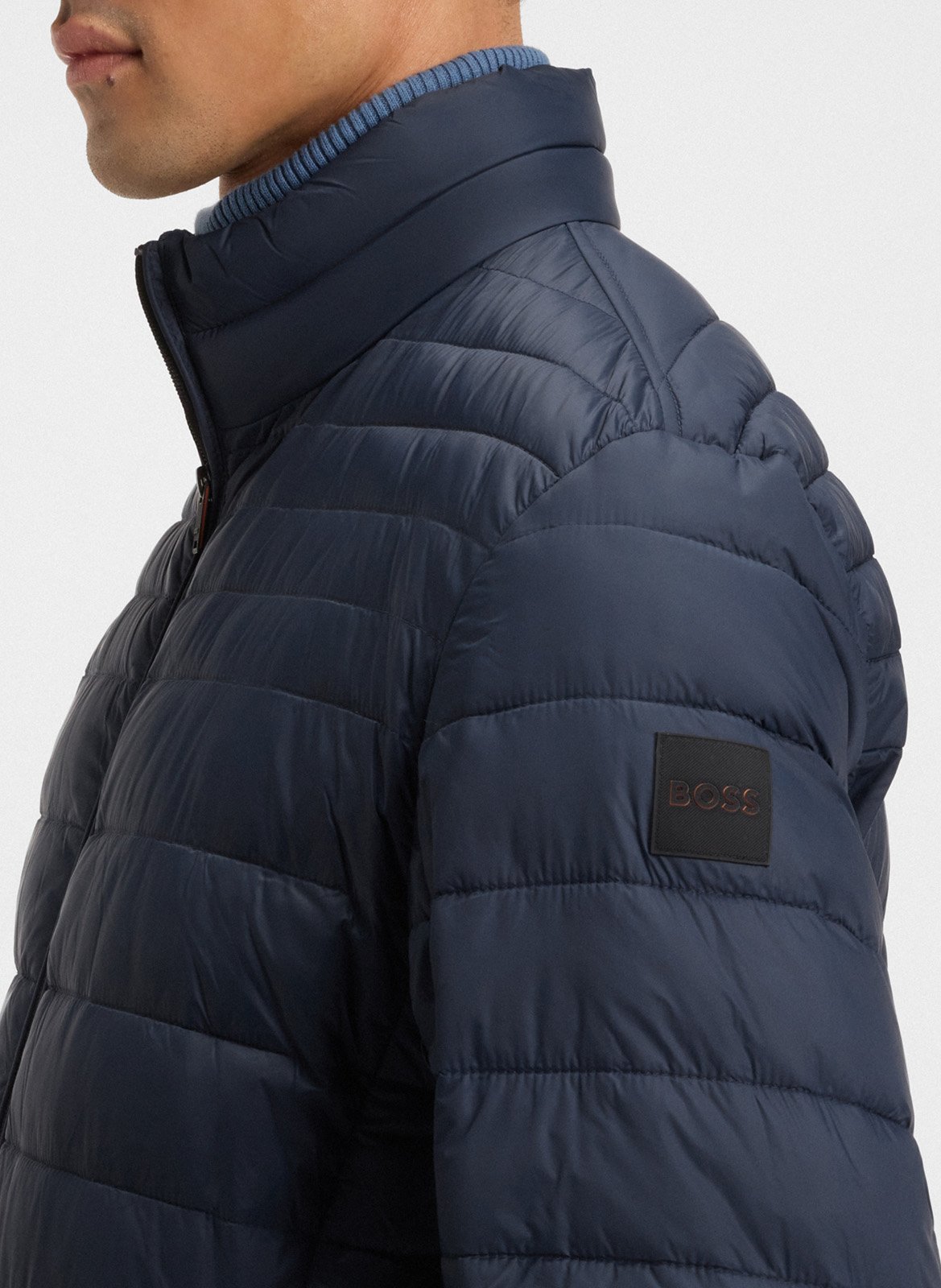 Quilted water-repellent and packable jacket with logo BOSS Blue