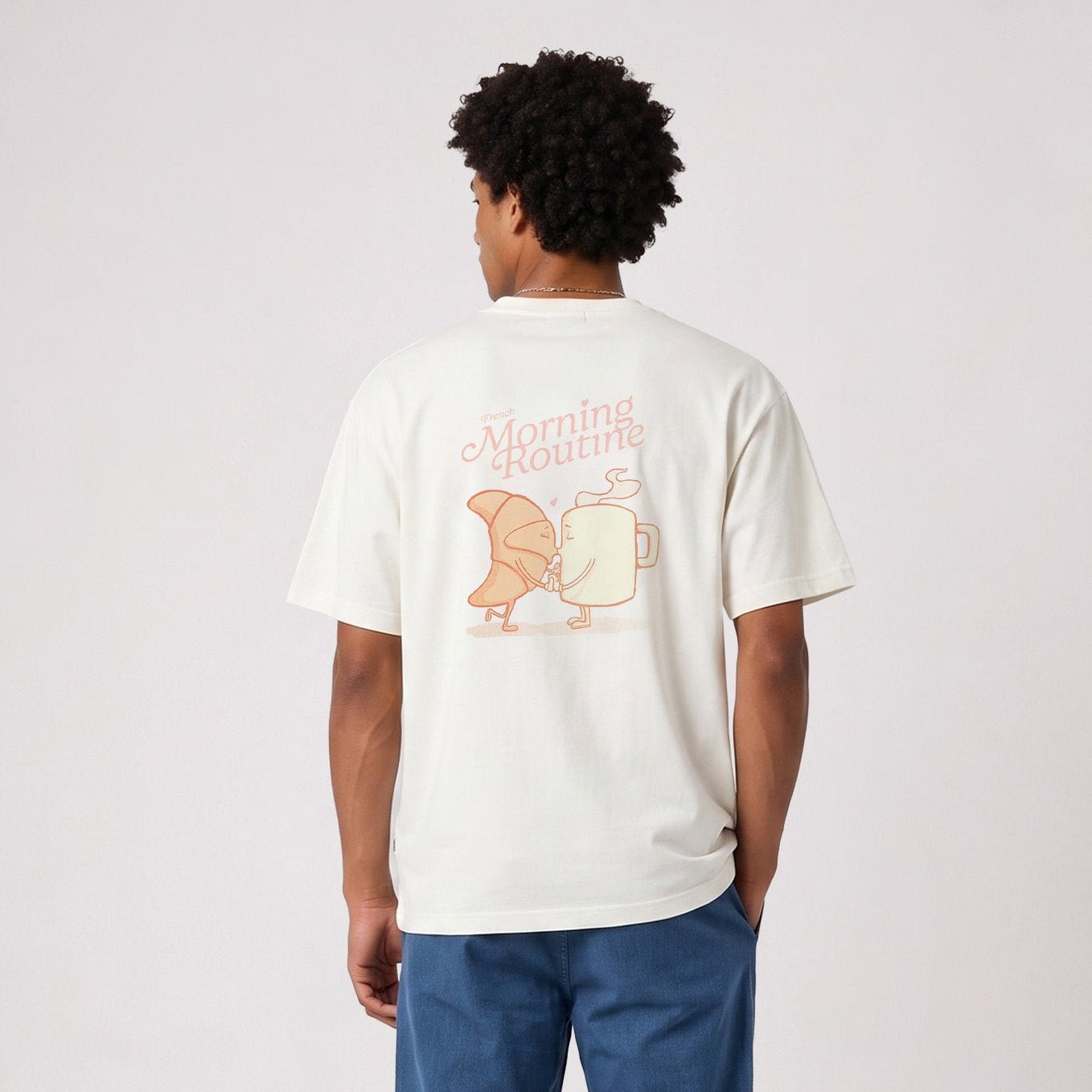 THOR SBPLAY oversized short-sleeved T-shirt with French morning routine print in off-white SERGE BLANCO White