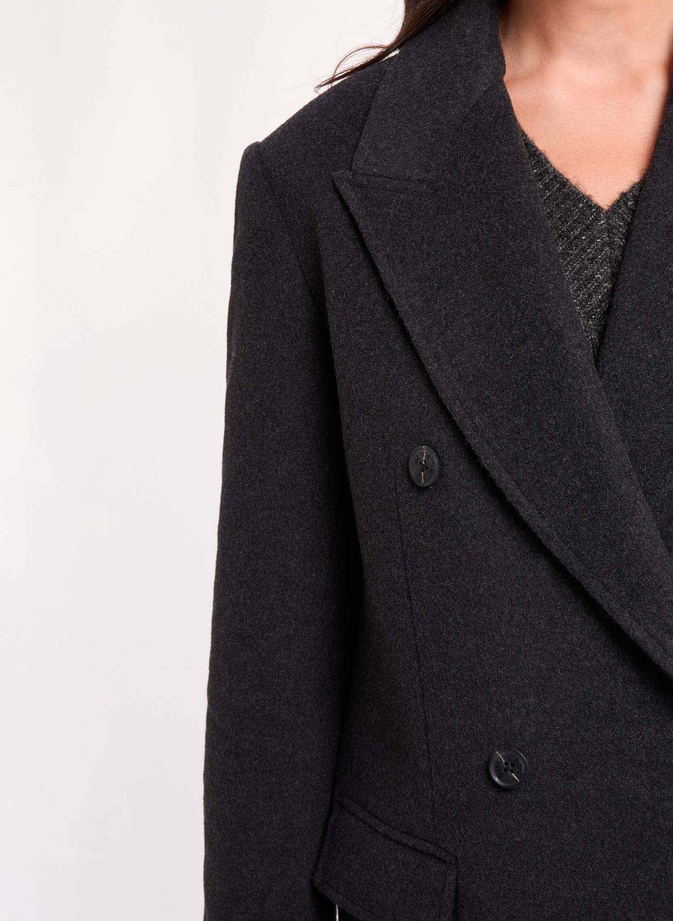 Gerade geschnittener Mantel mit Reverskragen MORGAN Blau