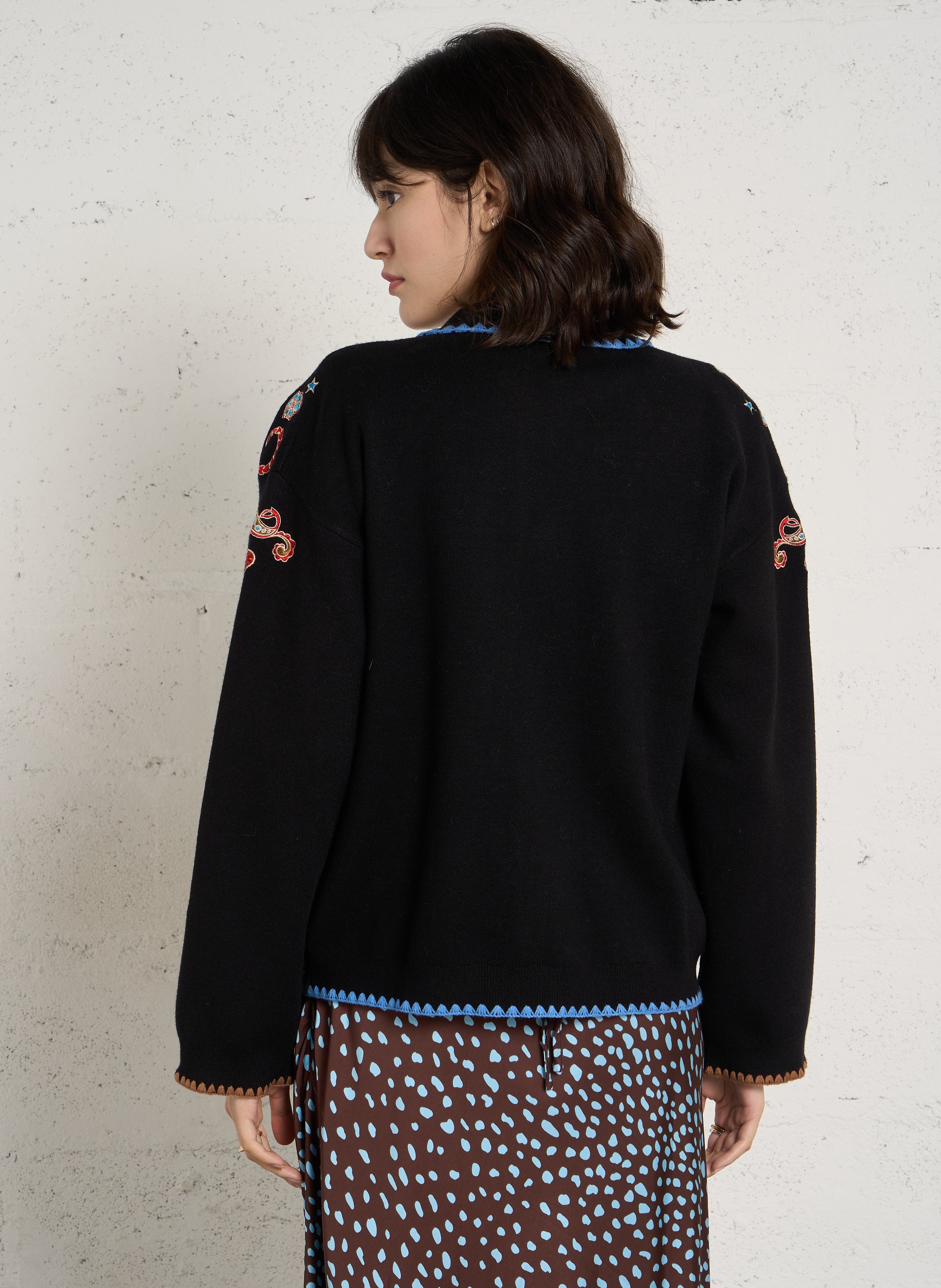 Straight embroidered cardigan NEVER FULLY DRESSED Black