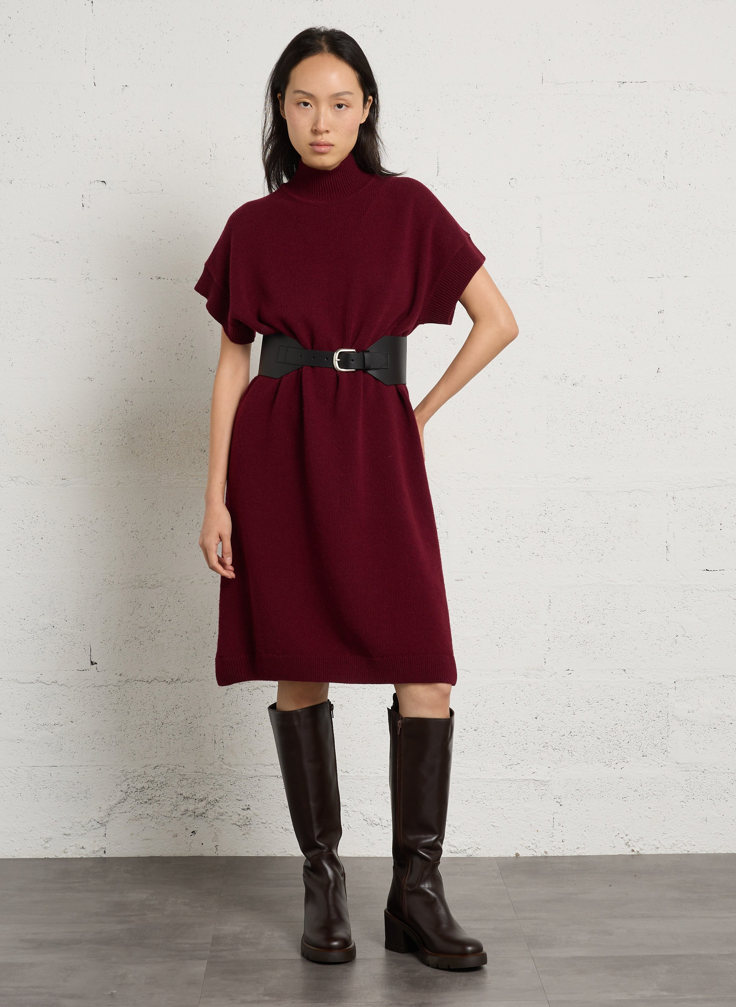 Abito maglione midi ampio in lana ARMOR LUX Rosso