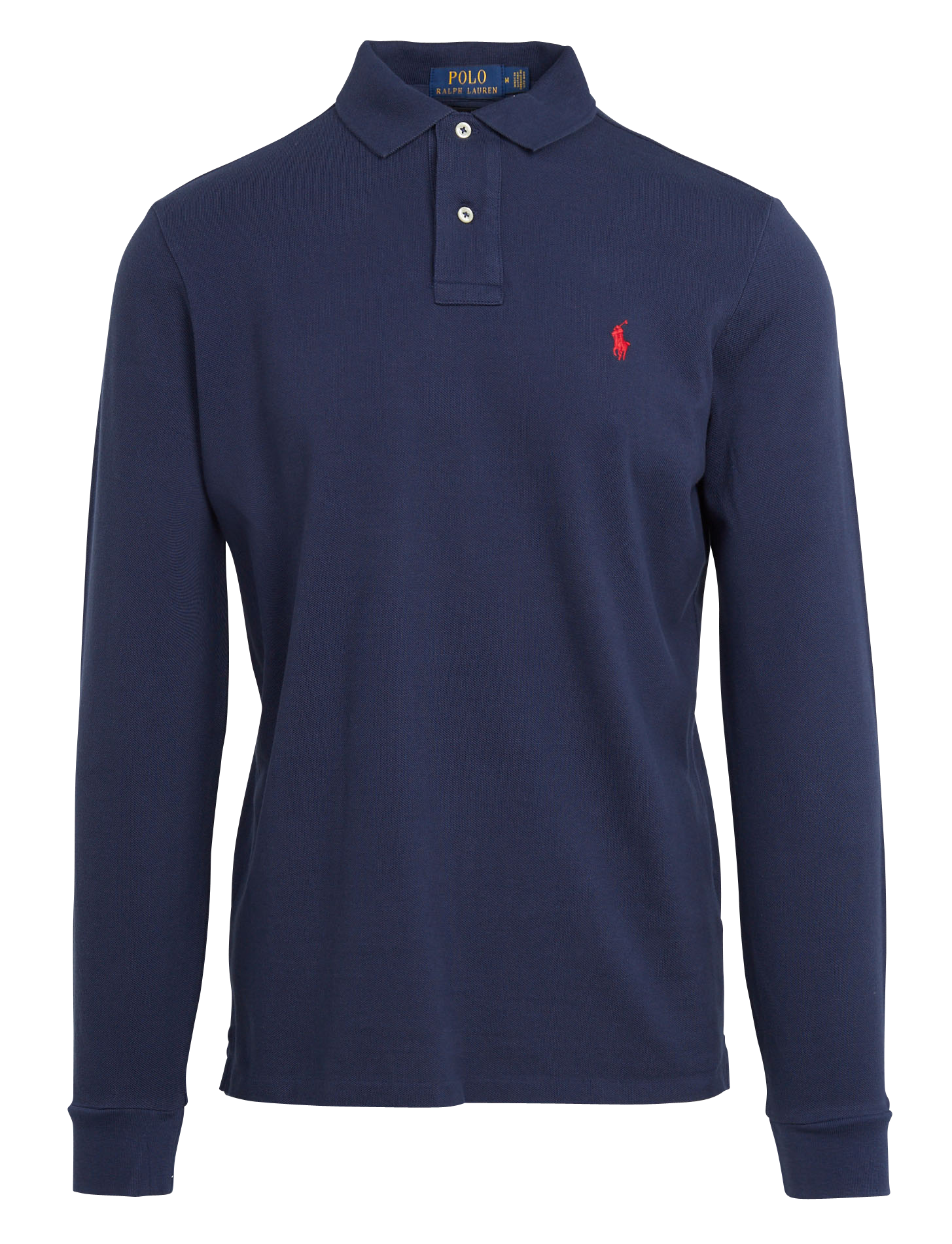 Regular-fit cotton piqué polo shirt with long sleeves  Newport navy-c3870