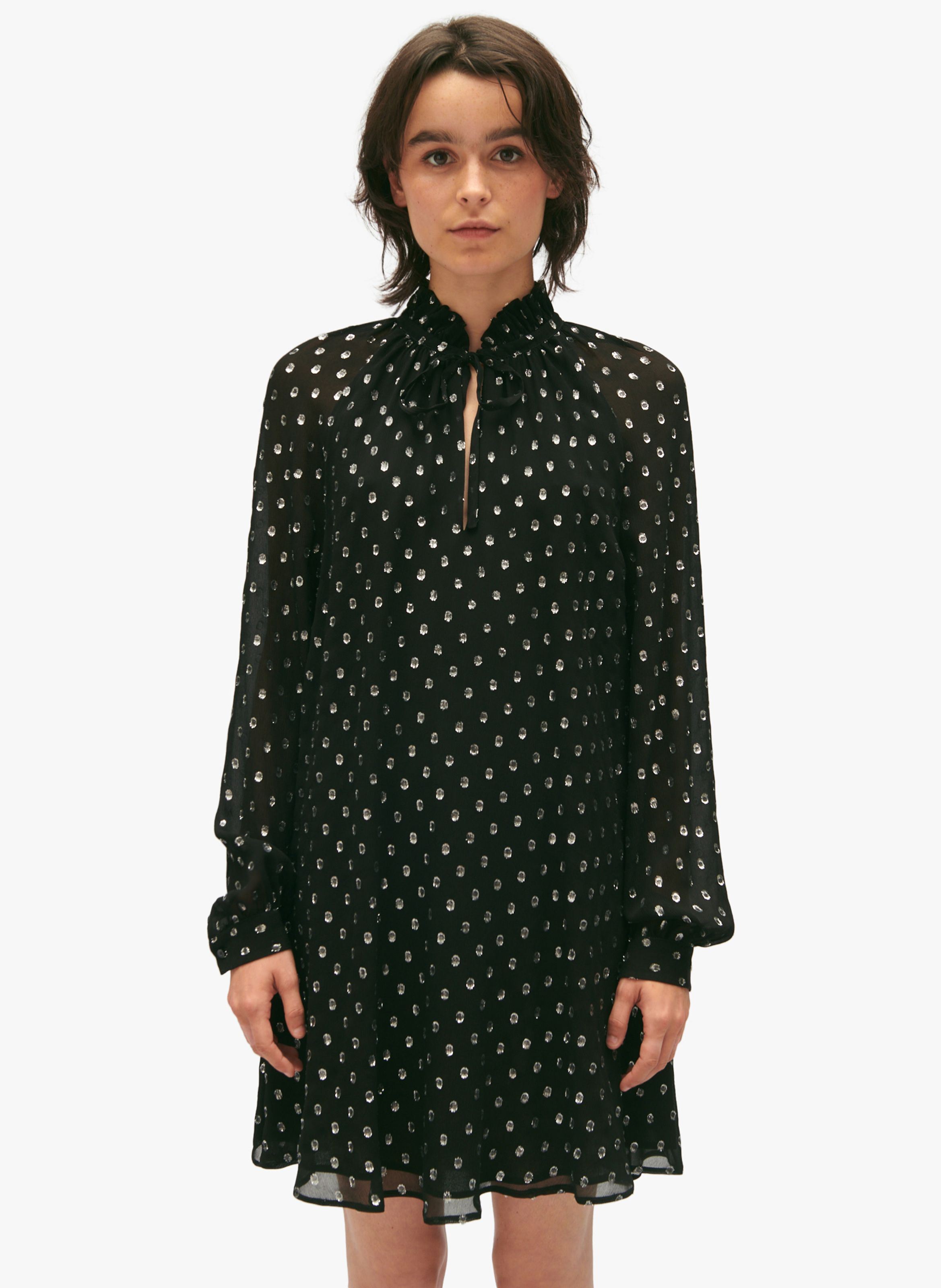 Robe Courte Col Victorien Jacquard Rifilurex Noir Claudie Pierlot