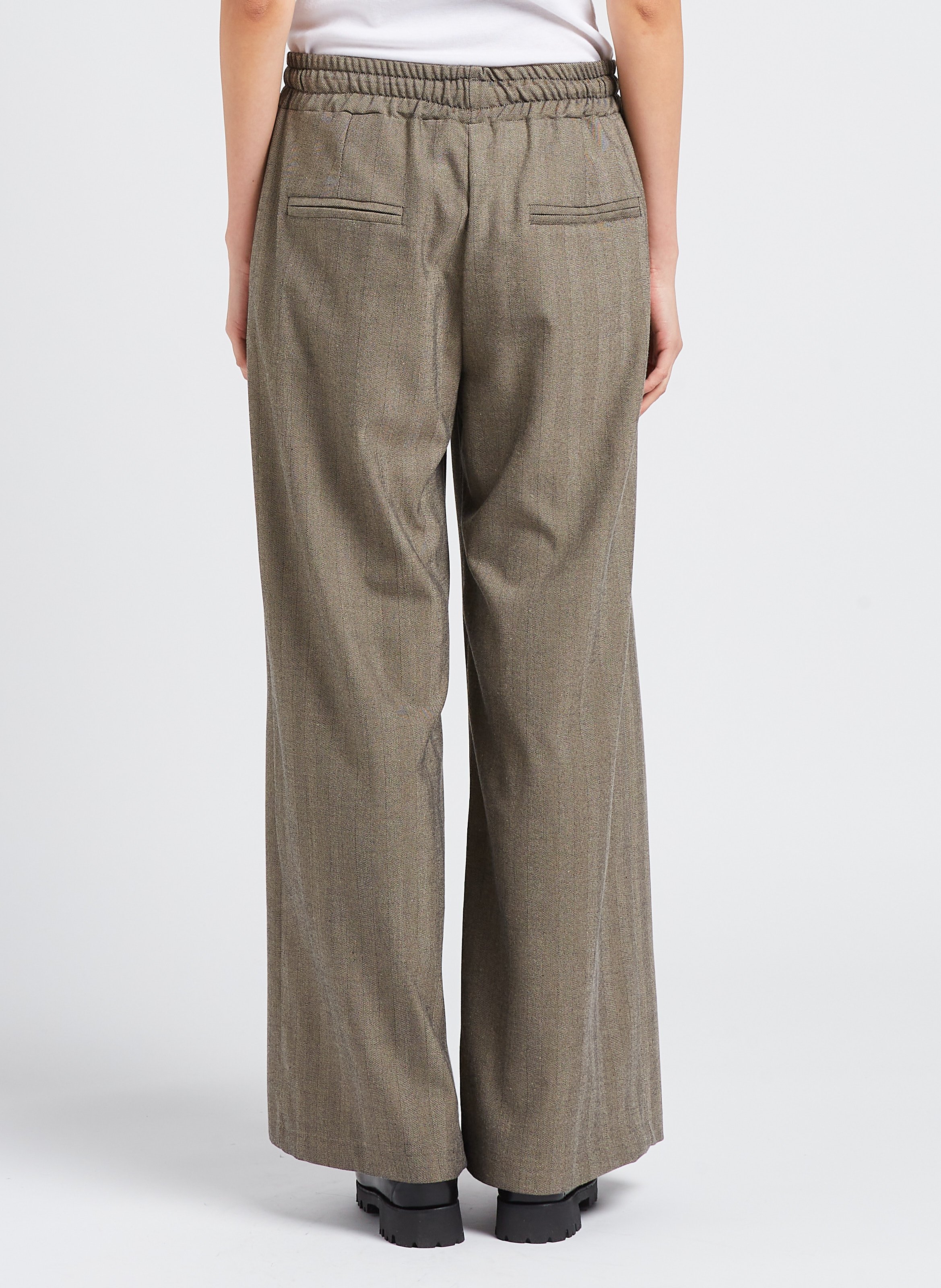 Mid-rise herringbone palazzo pants PLEASE Beige