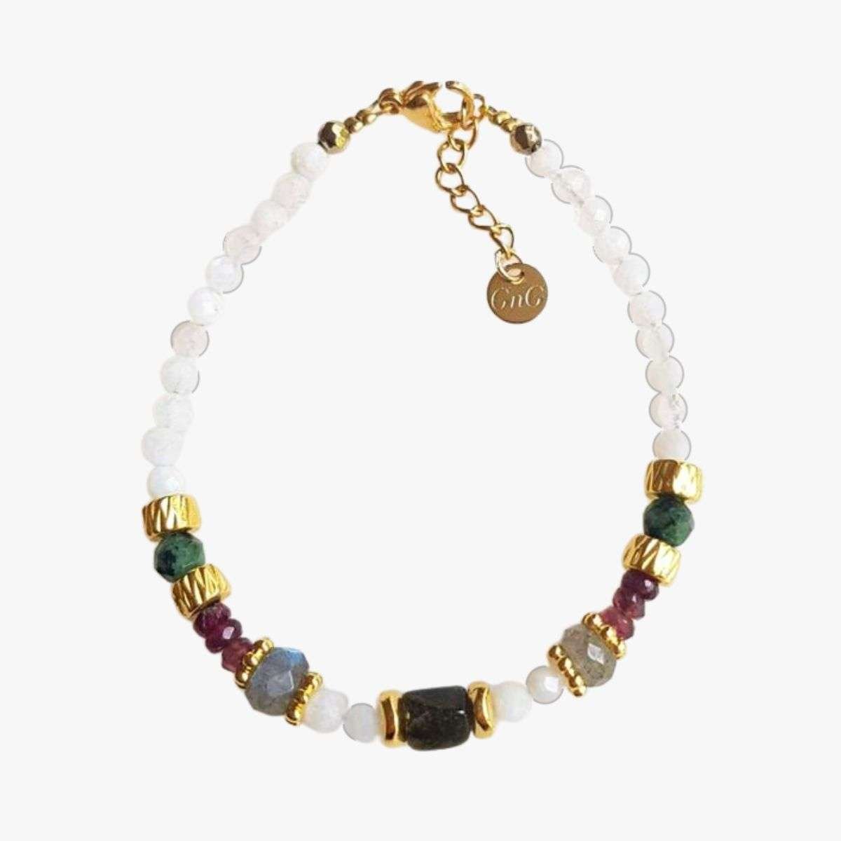 Moonstone and tourmaline bracelet GINANDGER Multicolored
