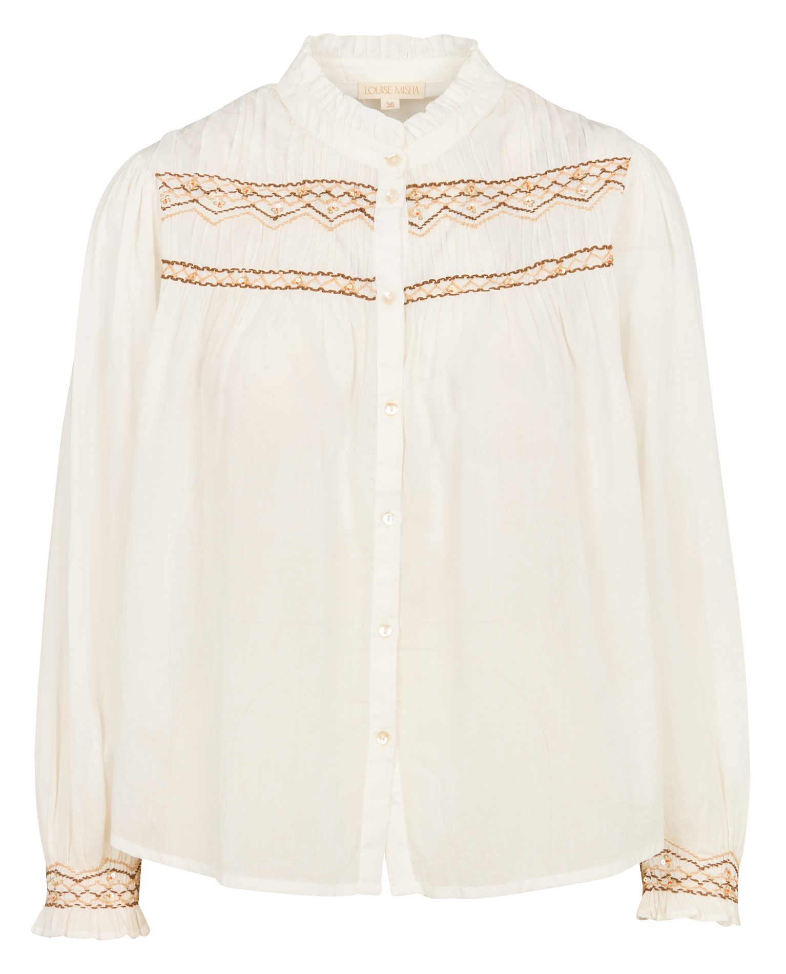 Round neck organic cotton blouse LOUISE MISHA White